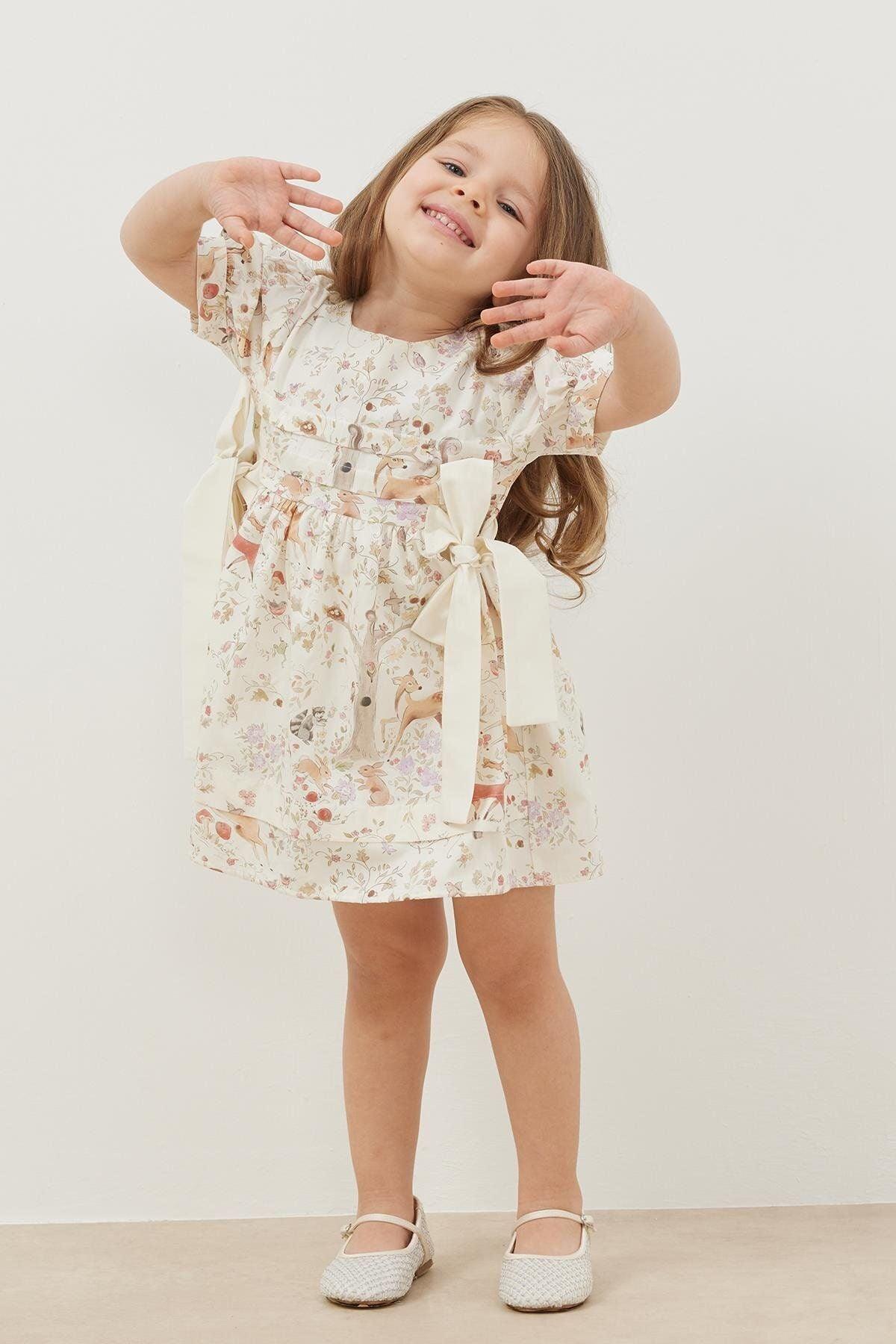 Ribbed Dress with Beige Pattern