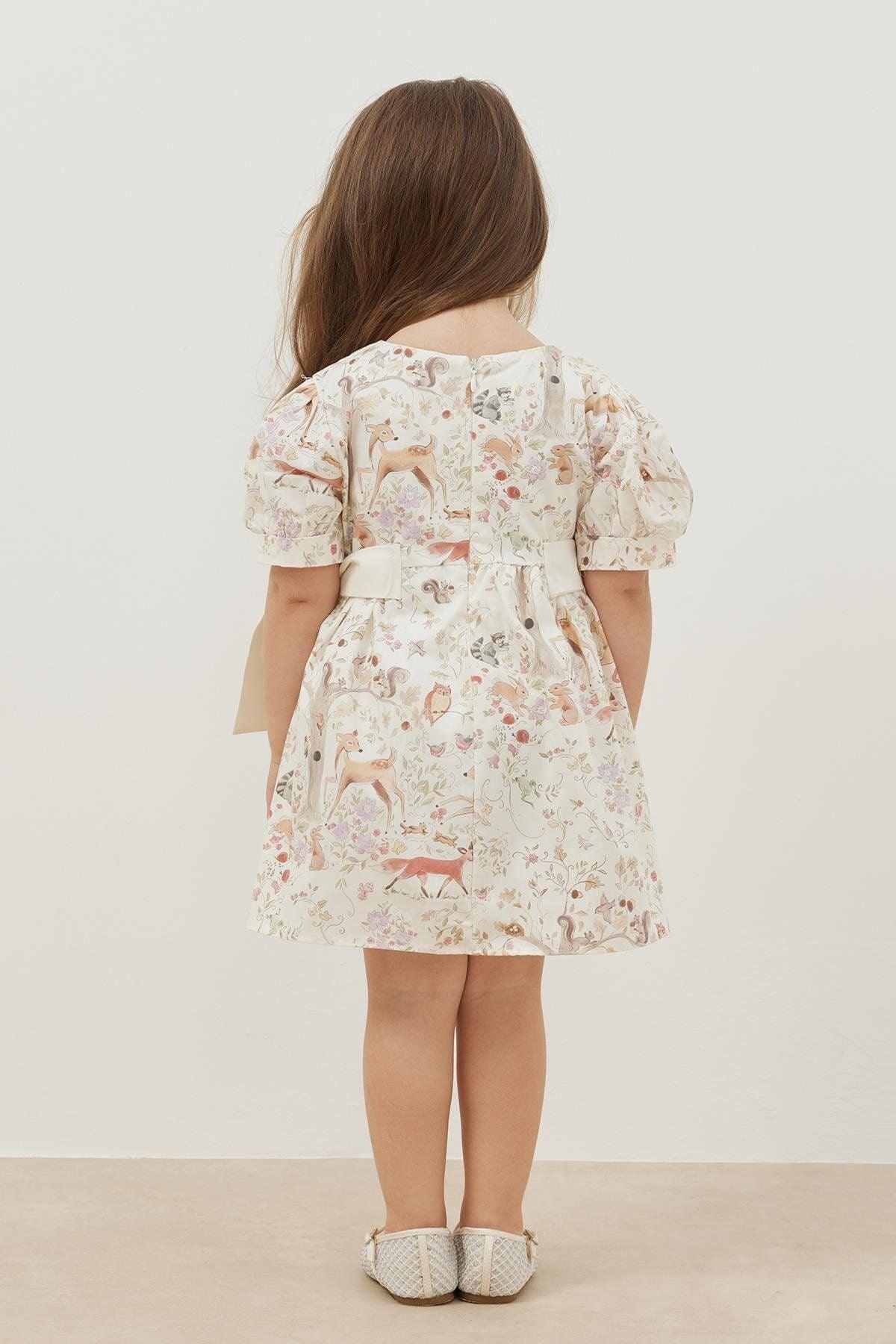 Ribbed Dress with Beige Pattern
