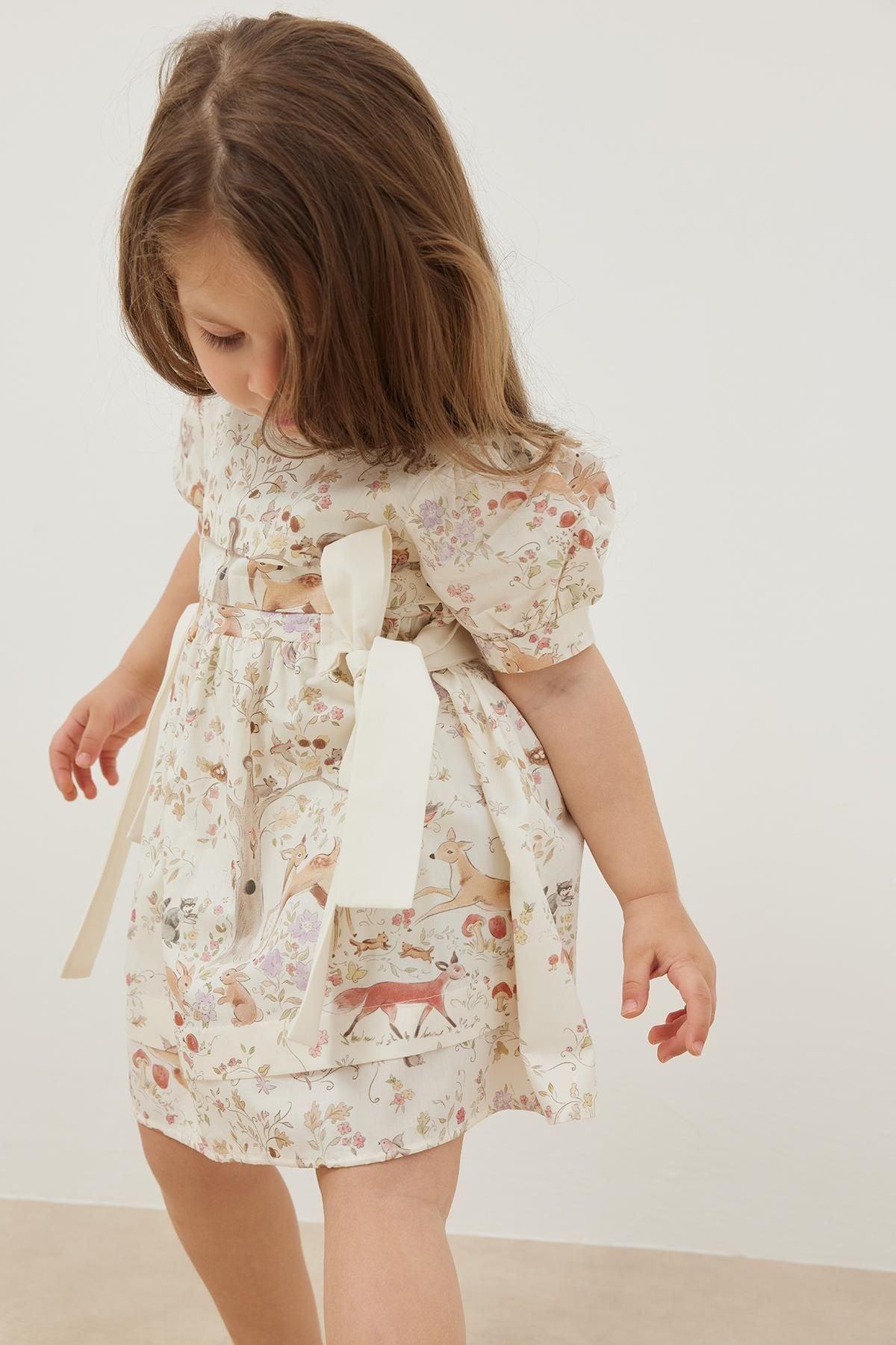 Ribbed Dress with Beige Pattern