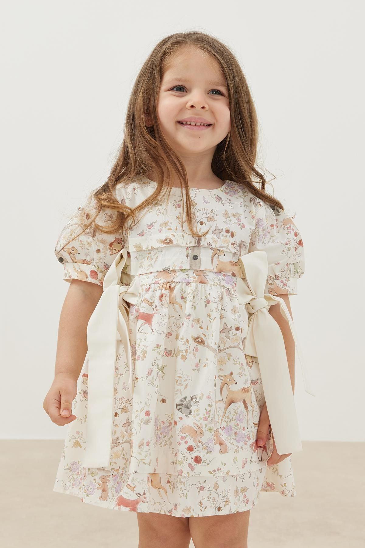 Ribbed Dress with Beige Pattern