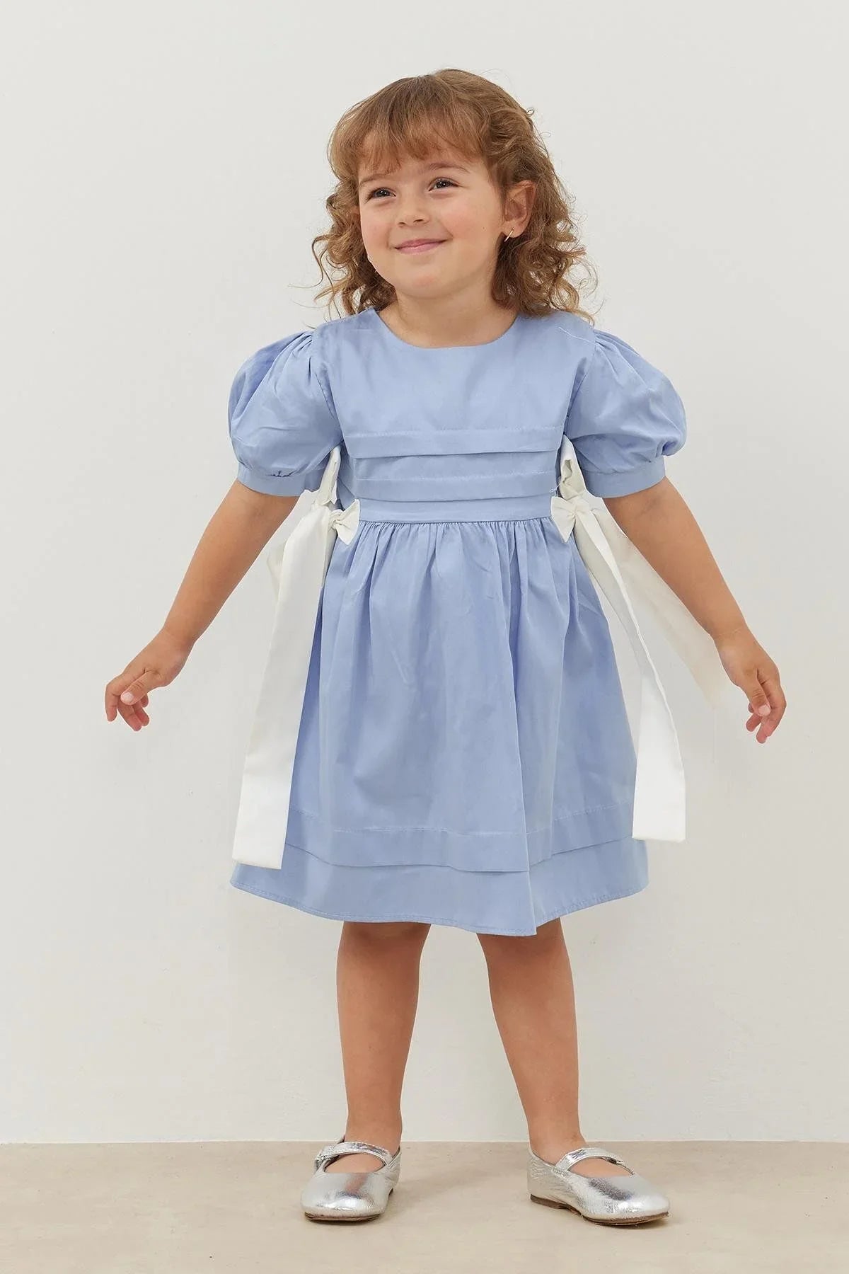 Nervürlü Elbise Mavi