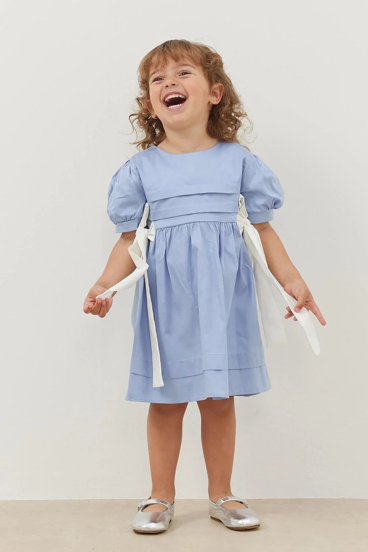 Nervürlü Elbise Mavi