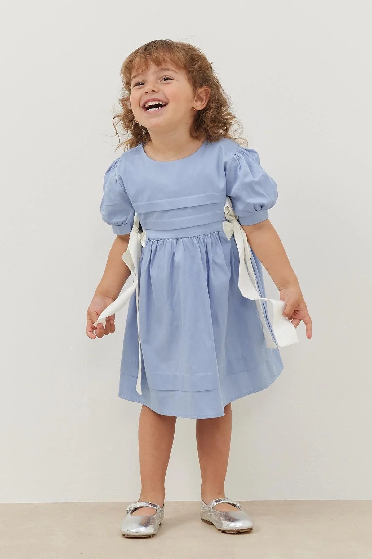 Nervürlü Elbise Mavi