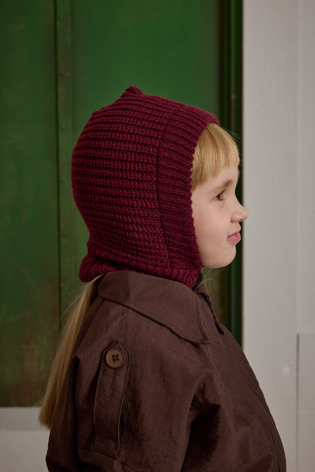 Knitted Children's Balaclava Beanie Burgundy