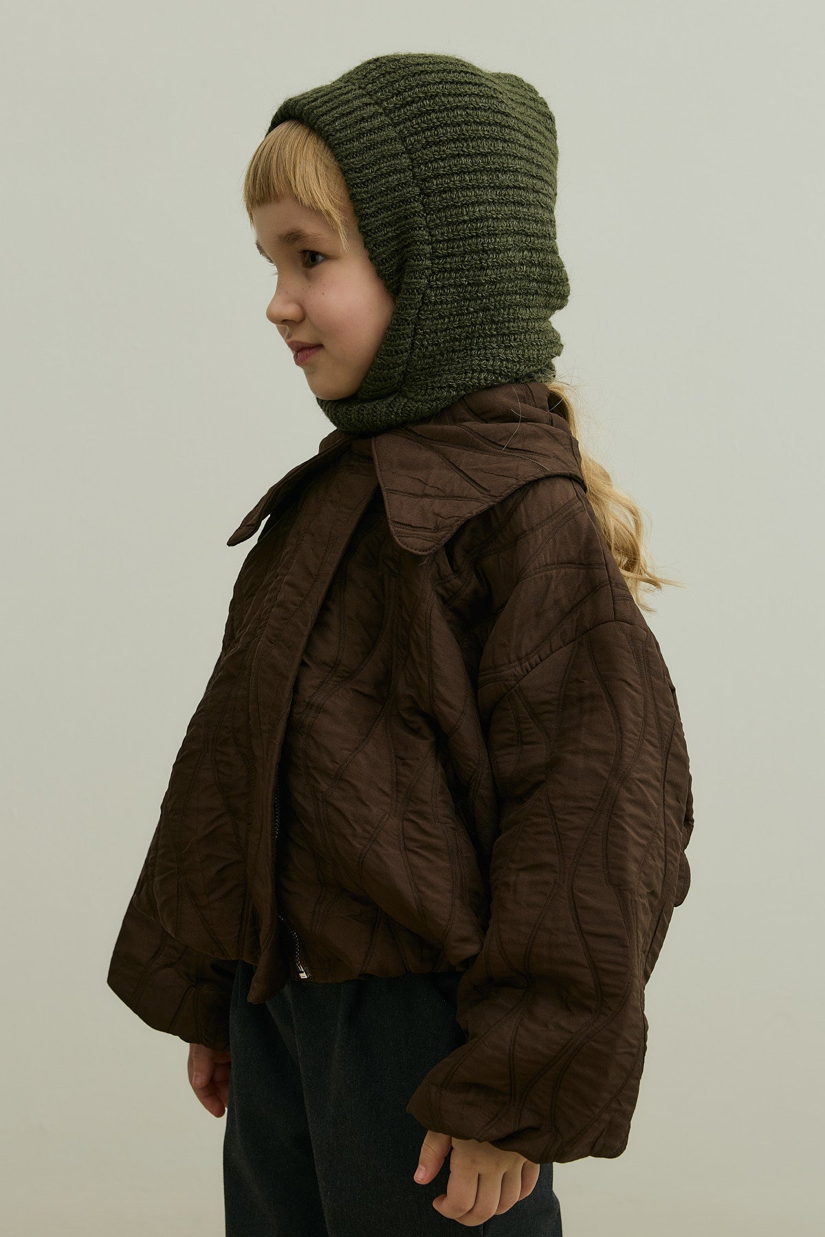 Örme Çocuk Balaclava Bere Haki