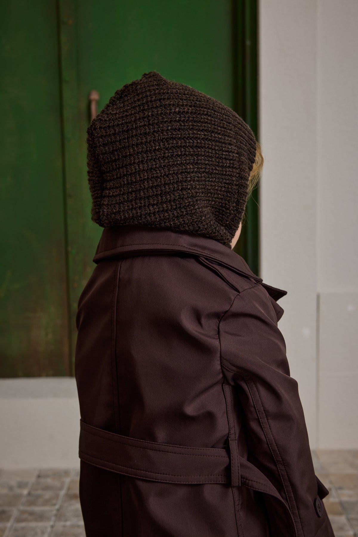 Örme Çocuk Balaclava Bere Koyu Kahve