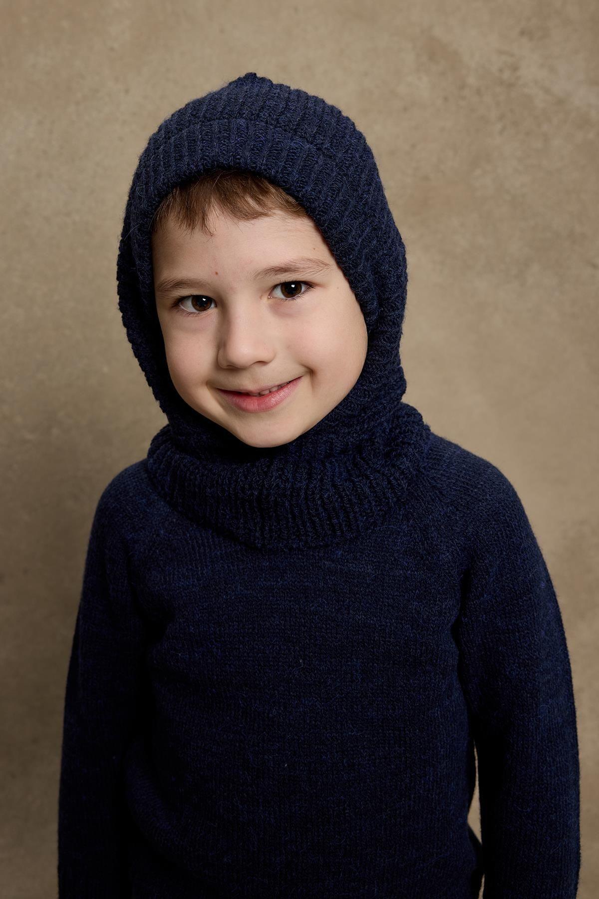 Knitted Kids Balaclava Beanie Navy Blue