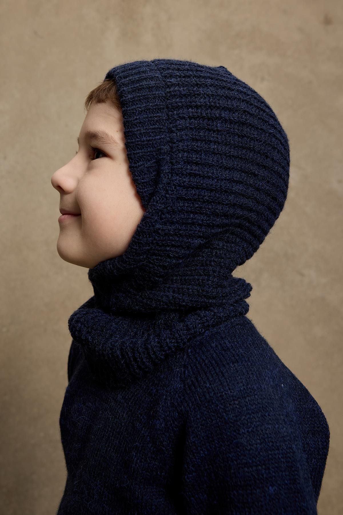 Knitted Kids Balaclava Beanie Navy Blue