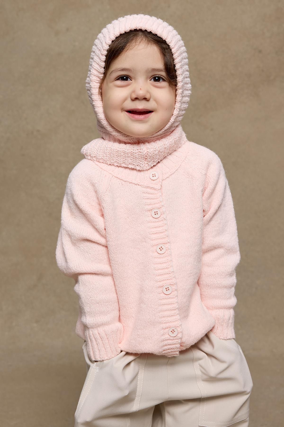Örme Çocuk Balaclava Bere Pembe