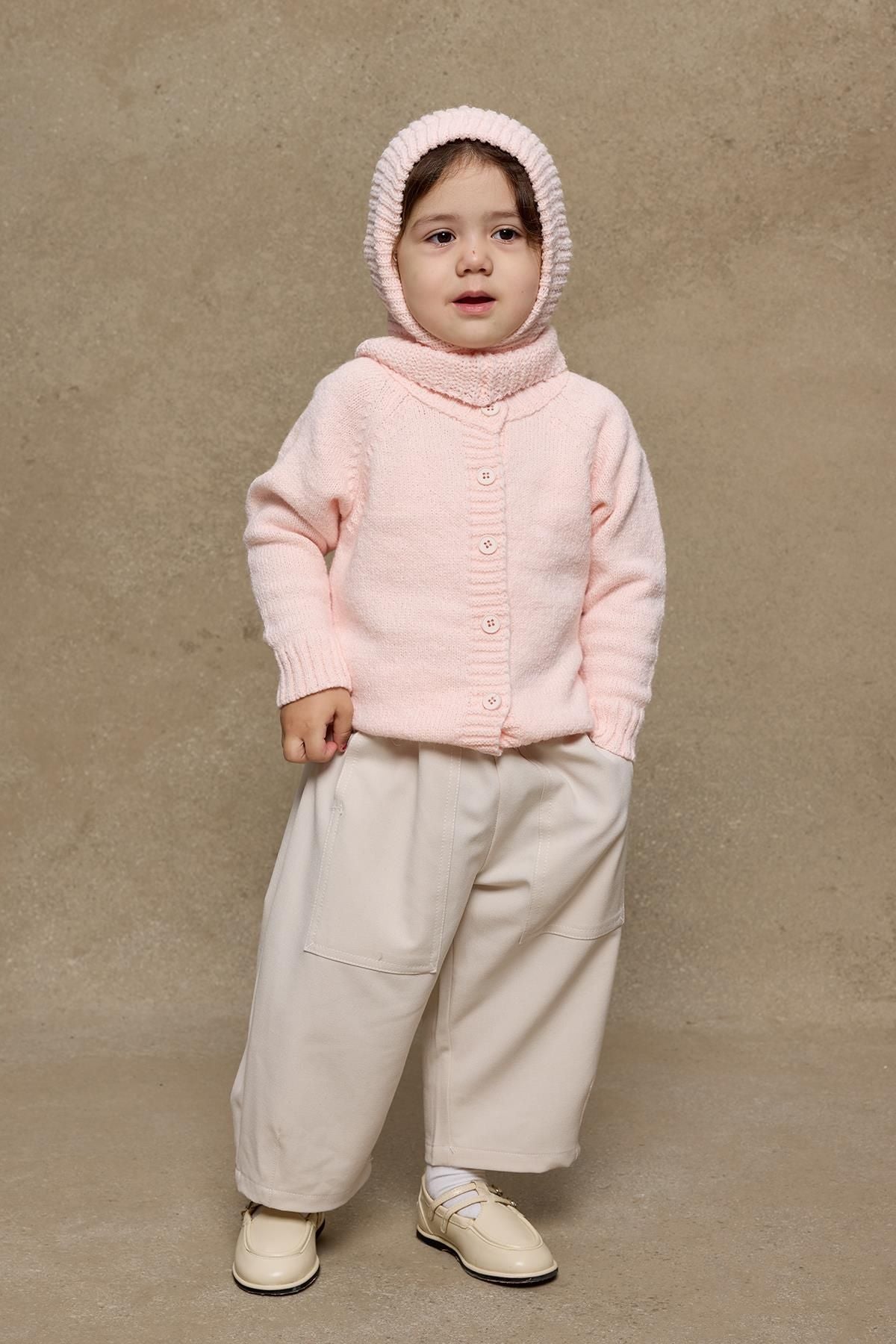 Örme Çocuk Balaclava Bere Pembe