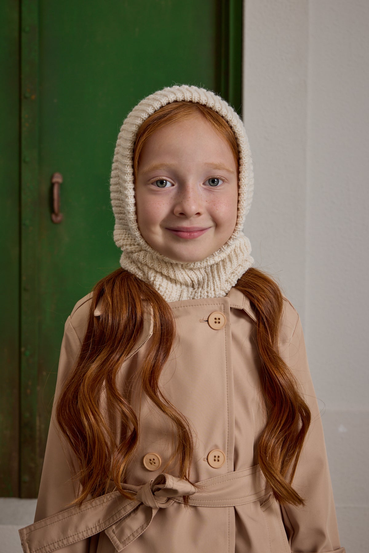 Knitted Kids Balaclava Beanie Stone