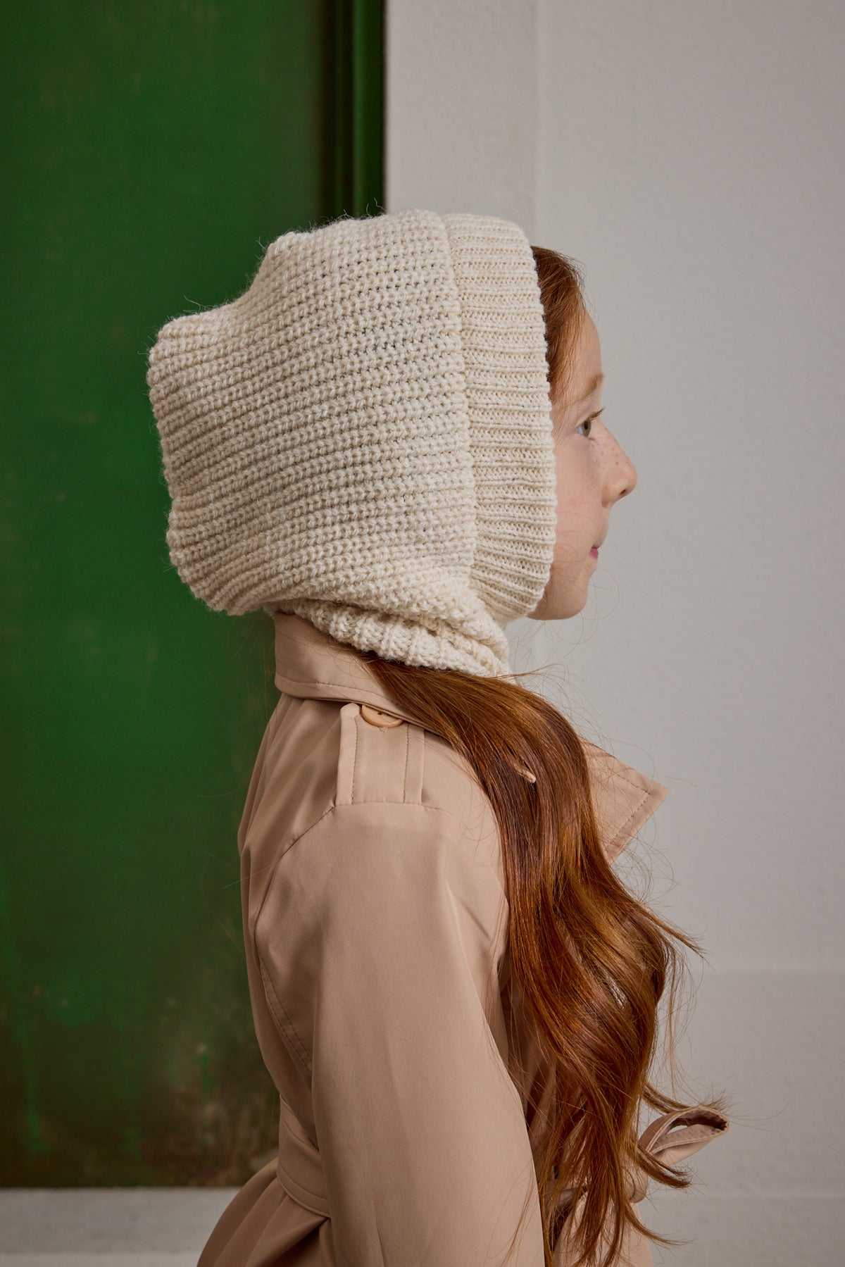 Knitted Kids Balaclava Beanie Stone