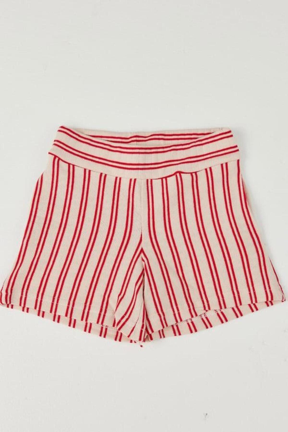 Knitted Shorts Pinstripe Red
