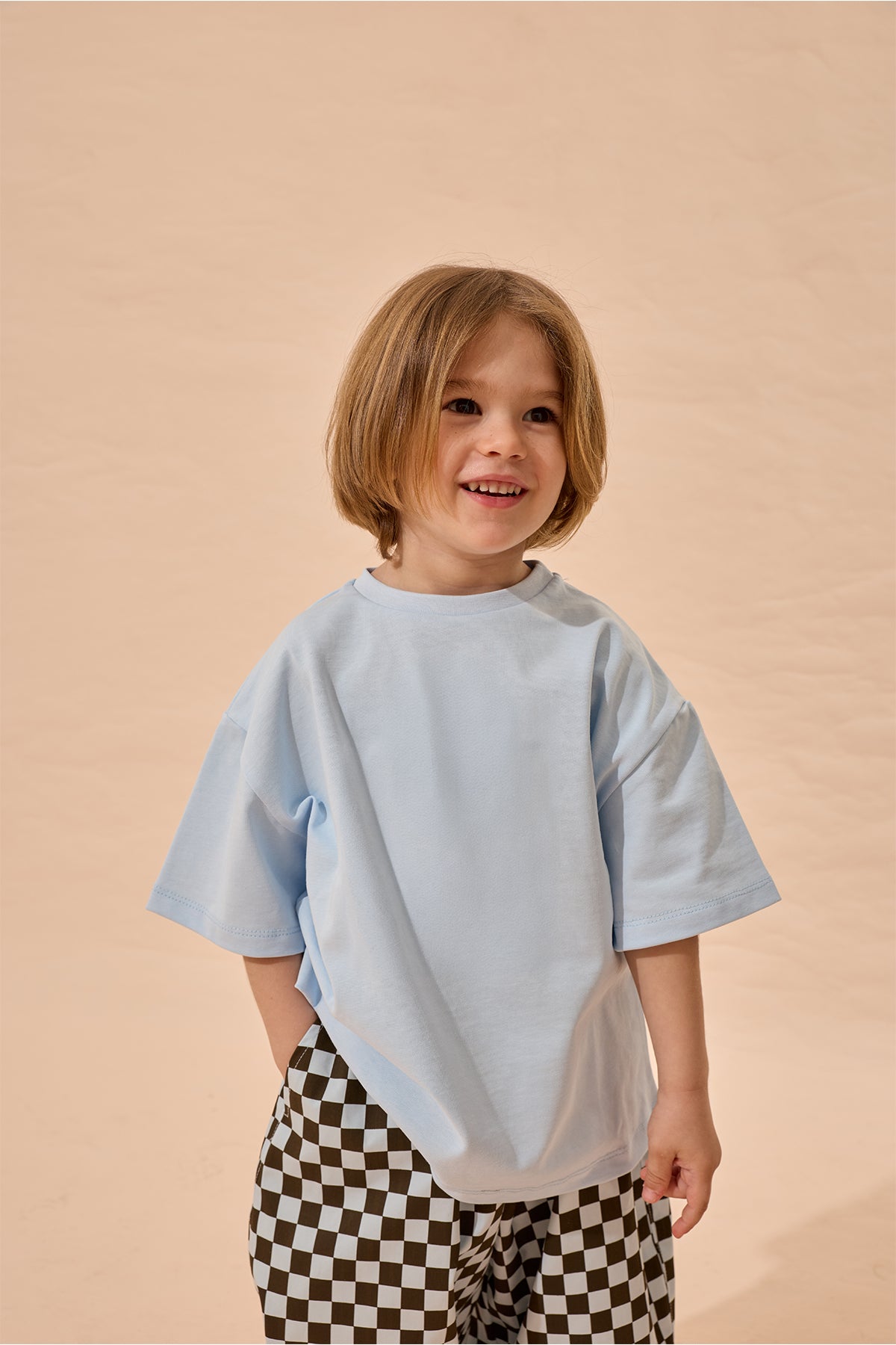 Oversize Basic Tişört Mavi