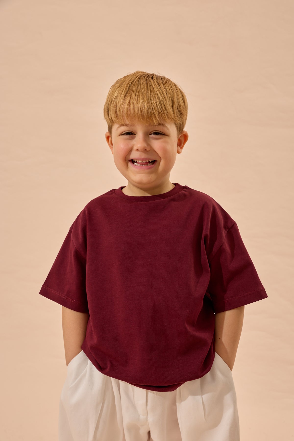 Oversize Basic Tişört Mürdüm