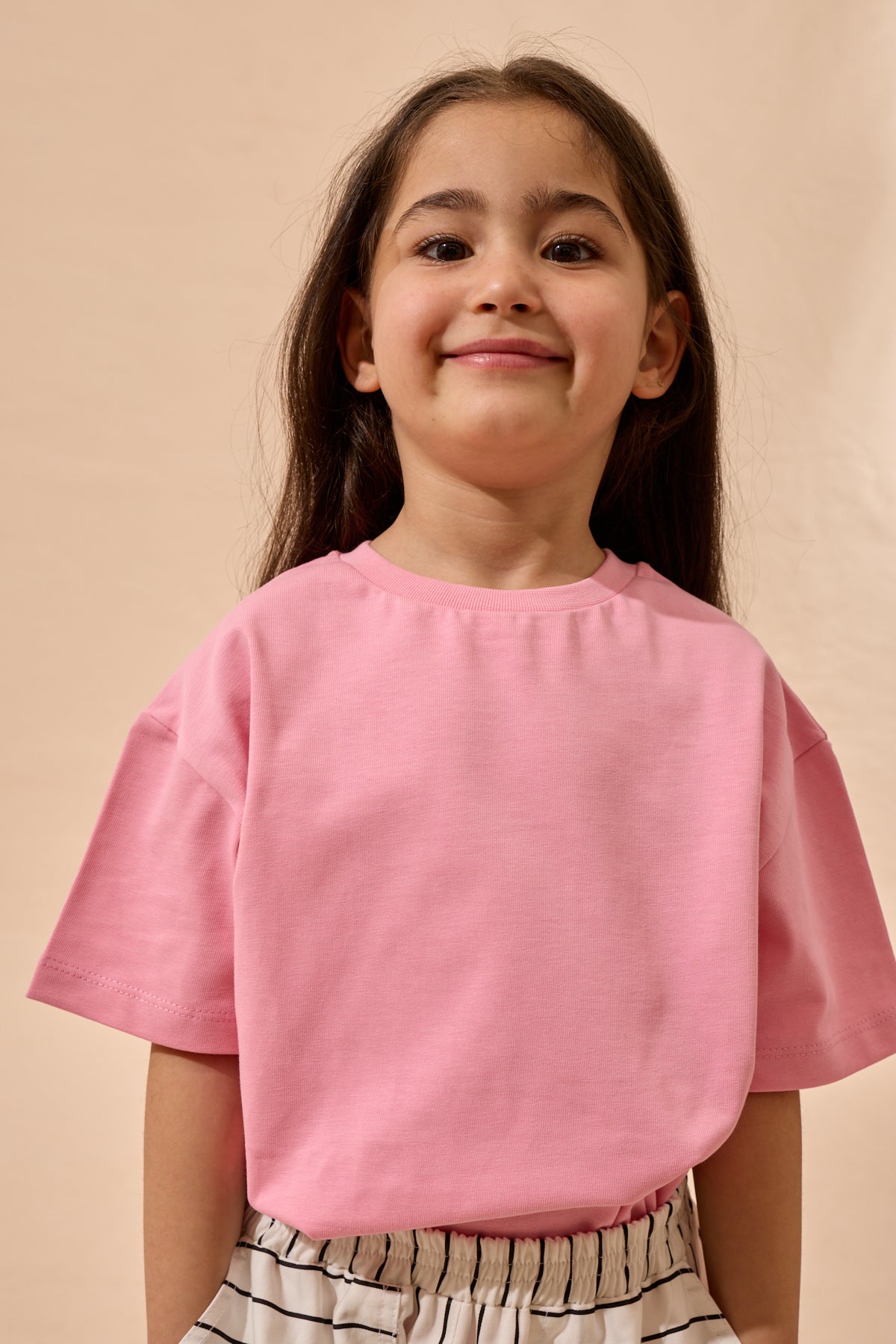 Oversize Basic Tişört Pembe