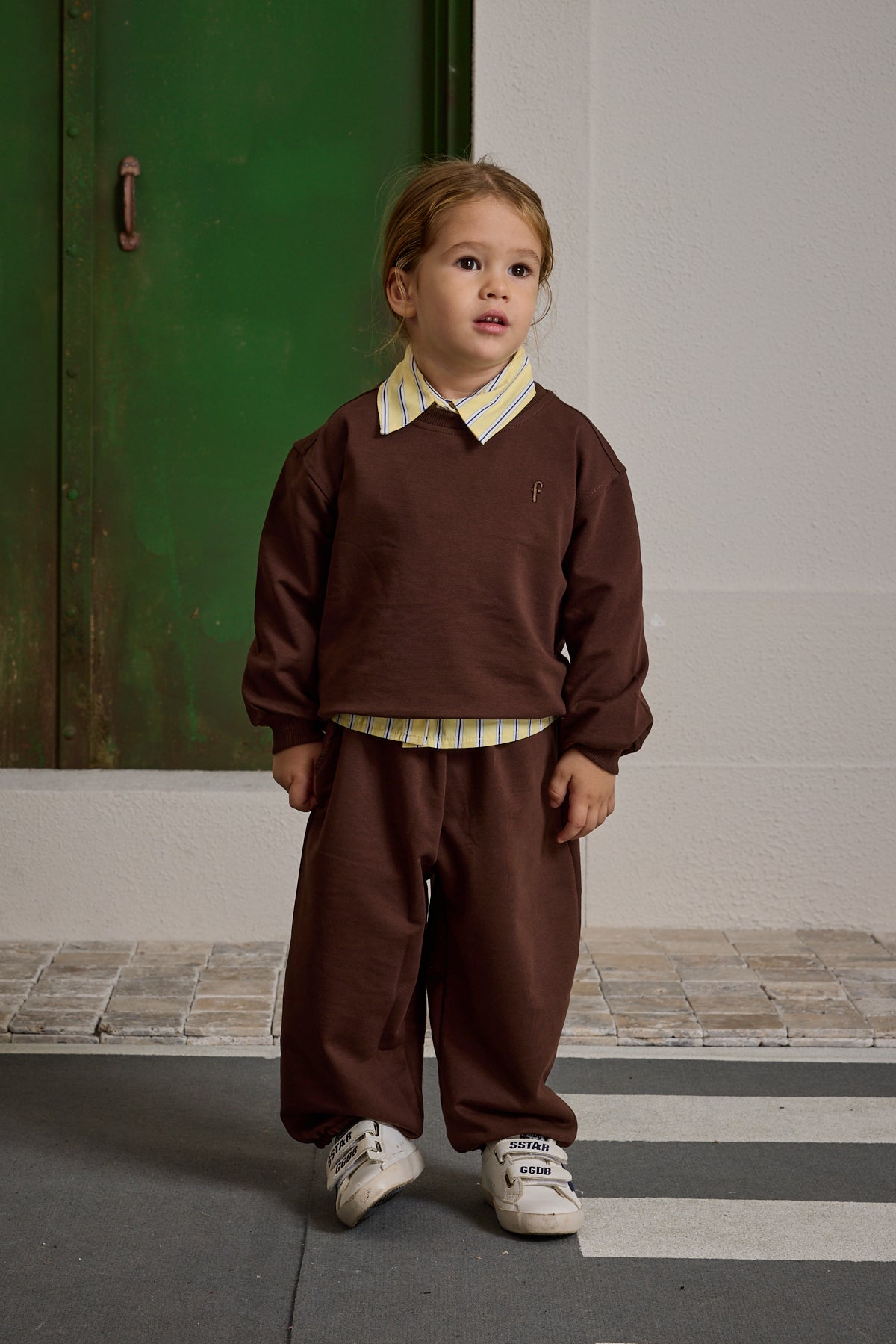 Oversize Baskılı Eşofman Takımı Kahverengi