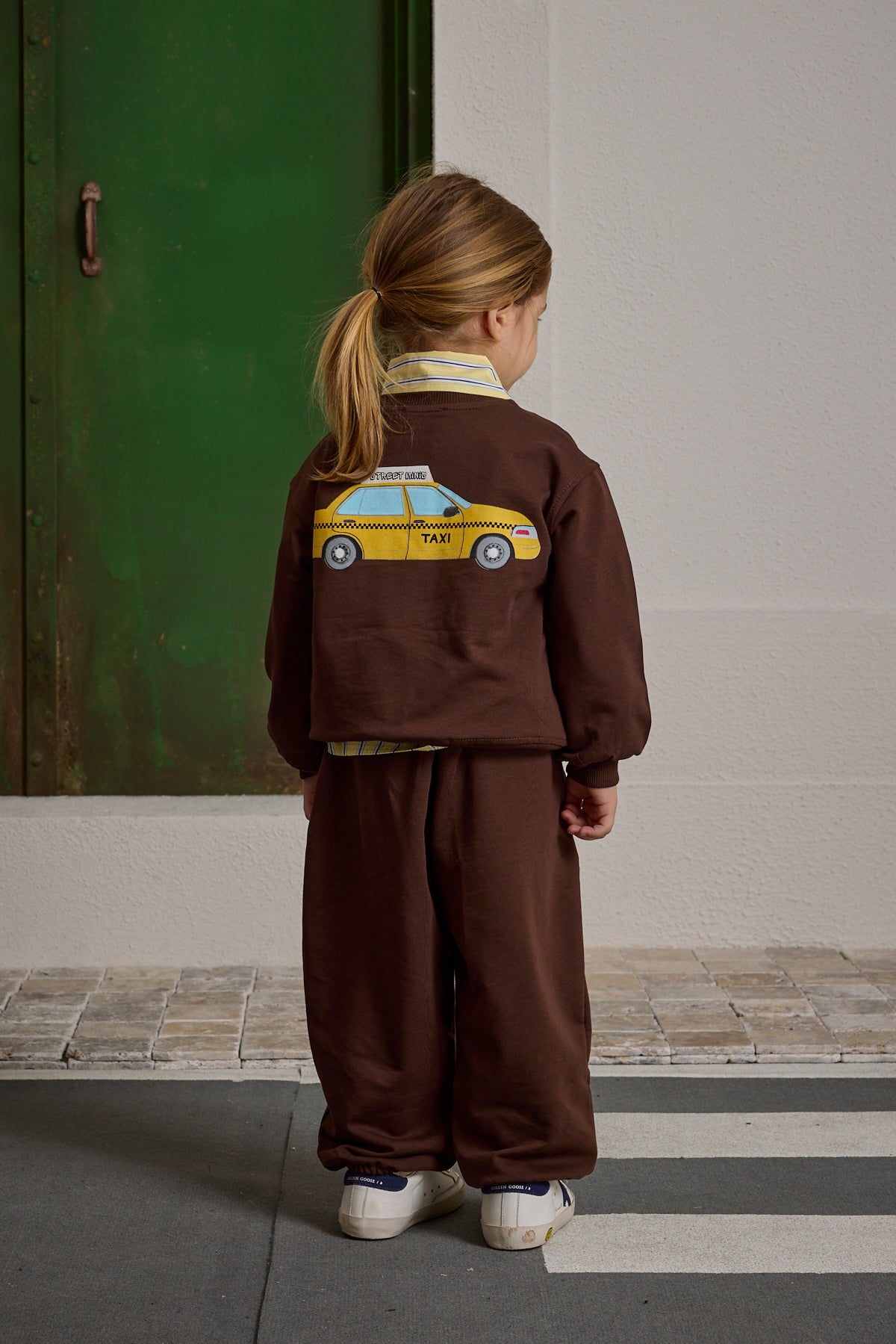 Oversize Baskılı Eşofman Takımı Kahverengi