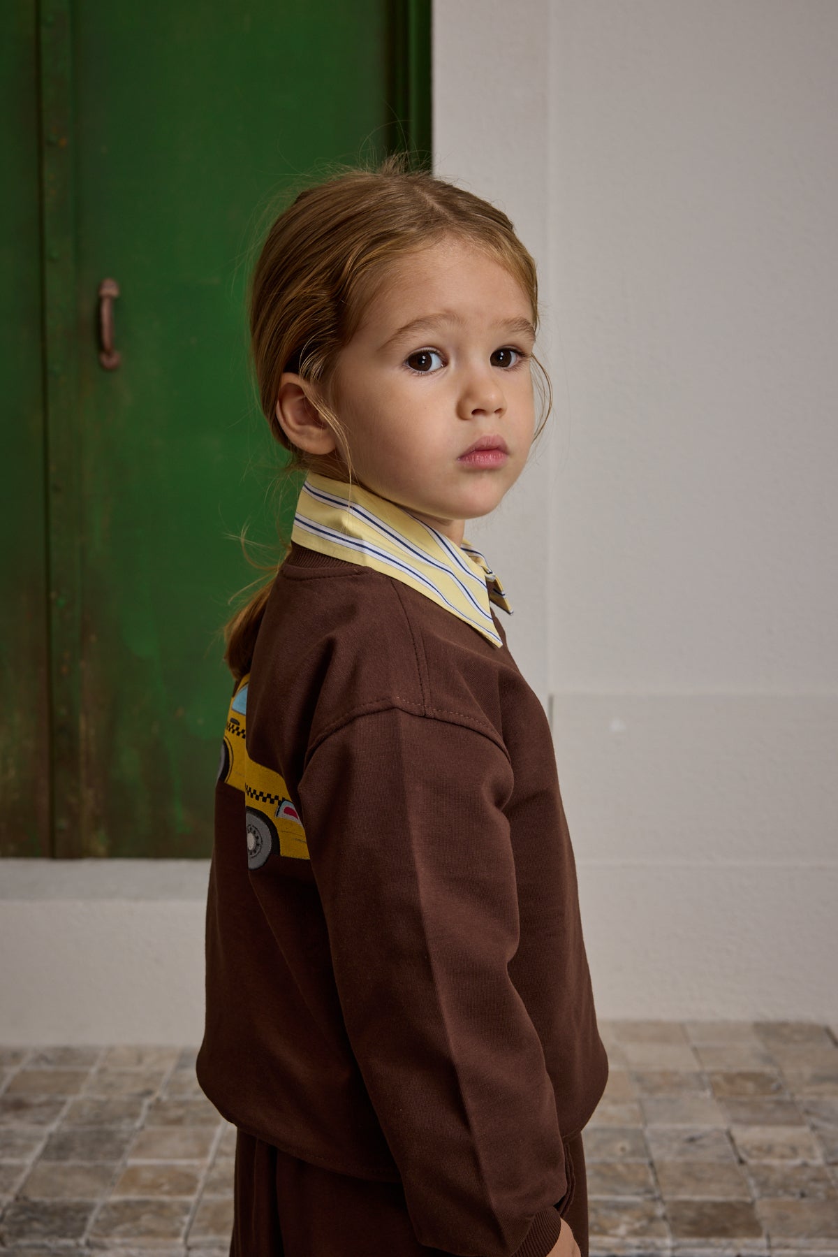 Oversize Baskılı Eşofman Takımı Kahverengi