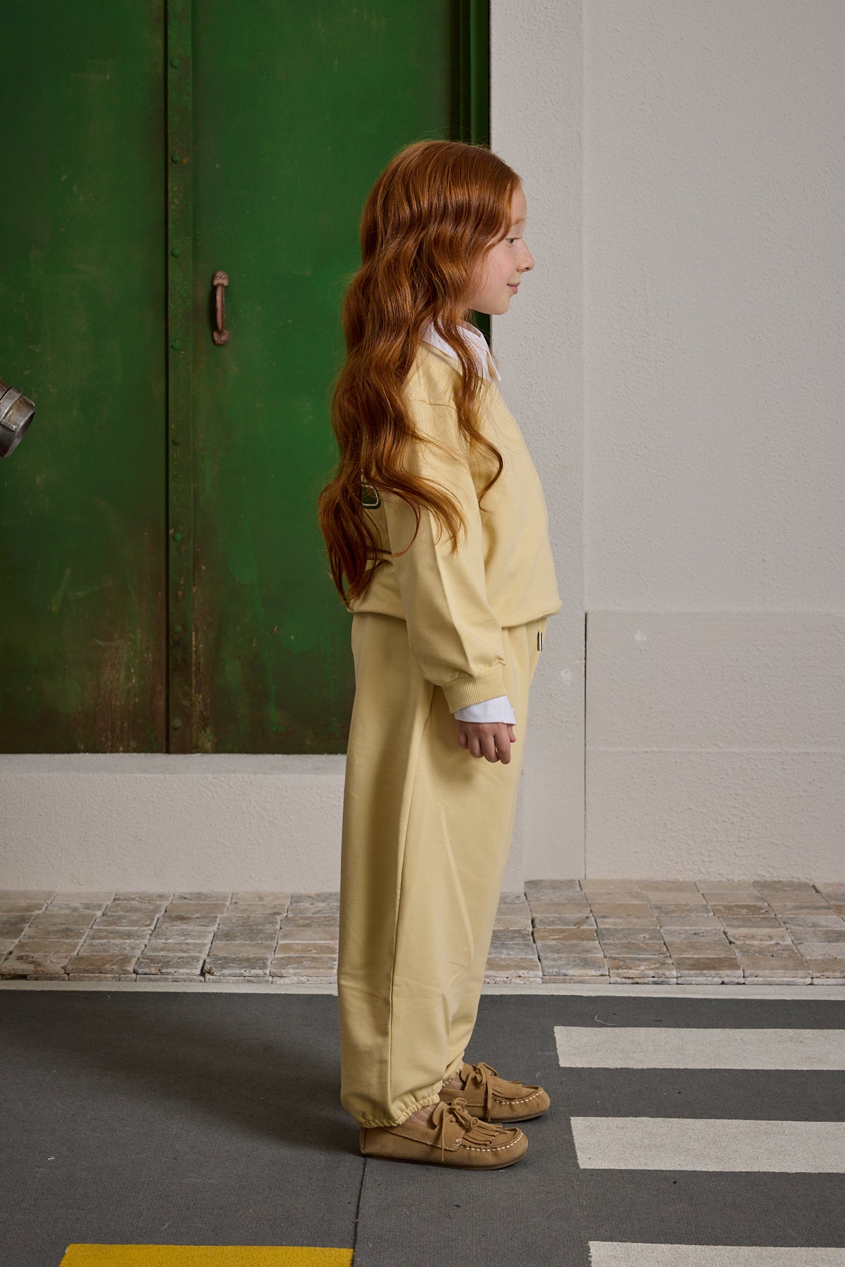 Oversize Baskılı Eşofman Takımı Sarı