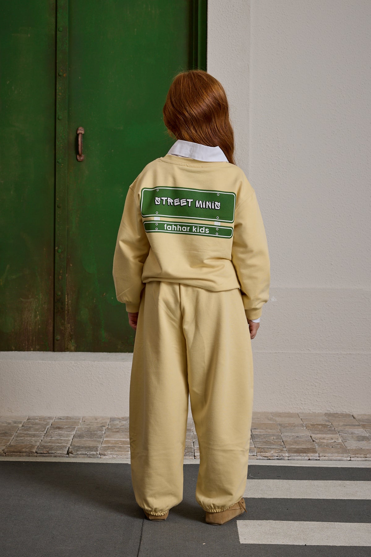 Oversize Baskılı Eşofman Takımı Sarı