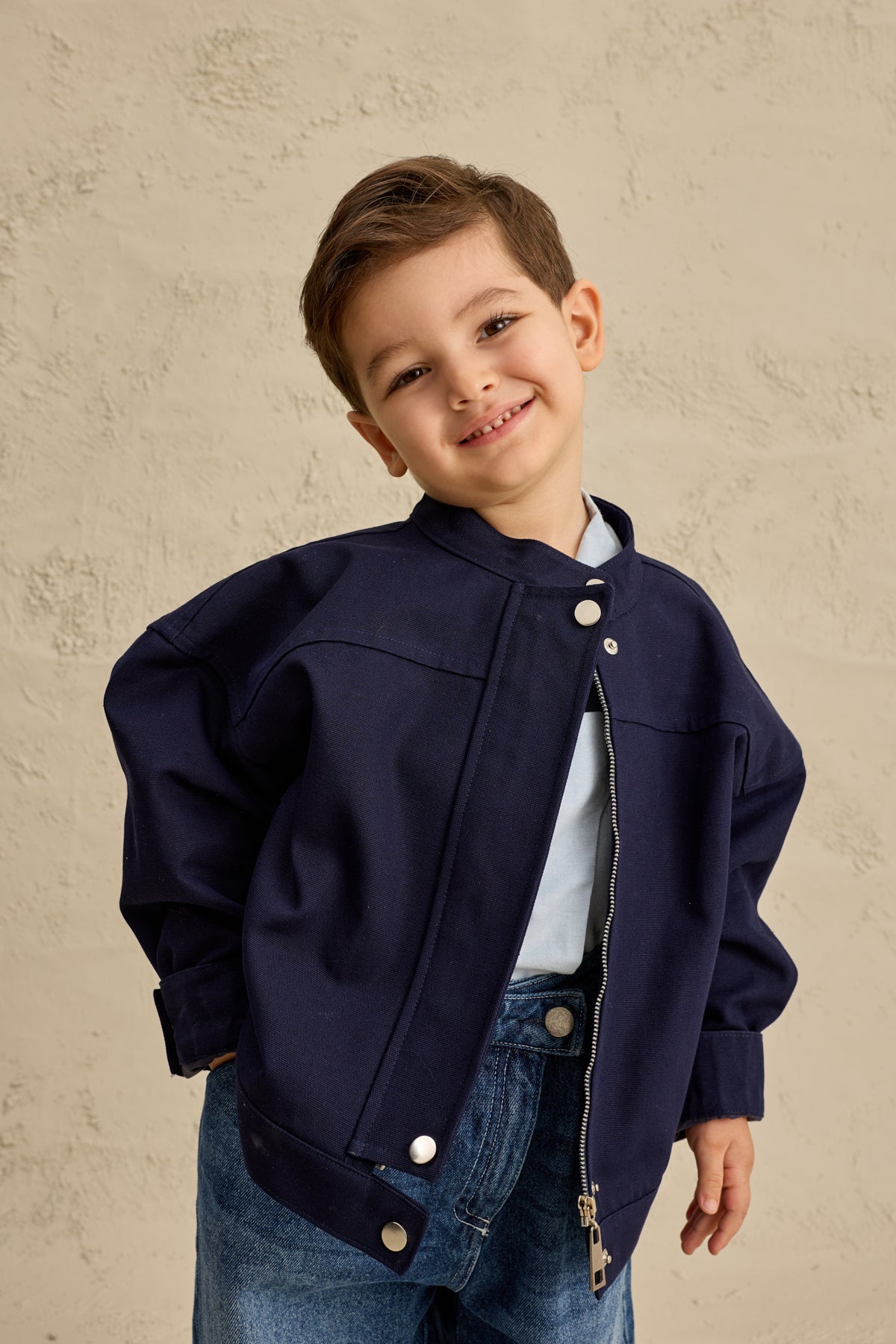 Oversize Kanvas Ceket Lacivert
