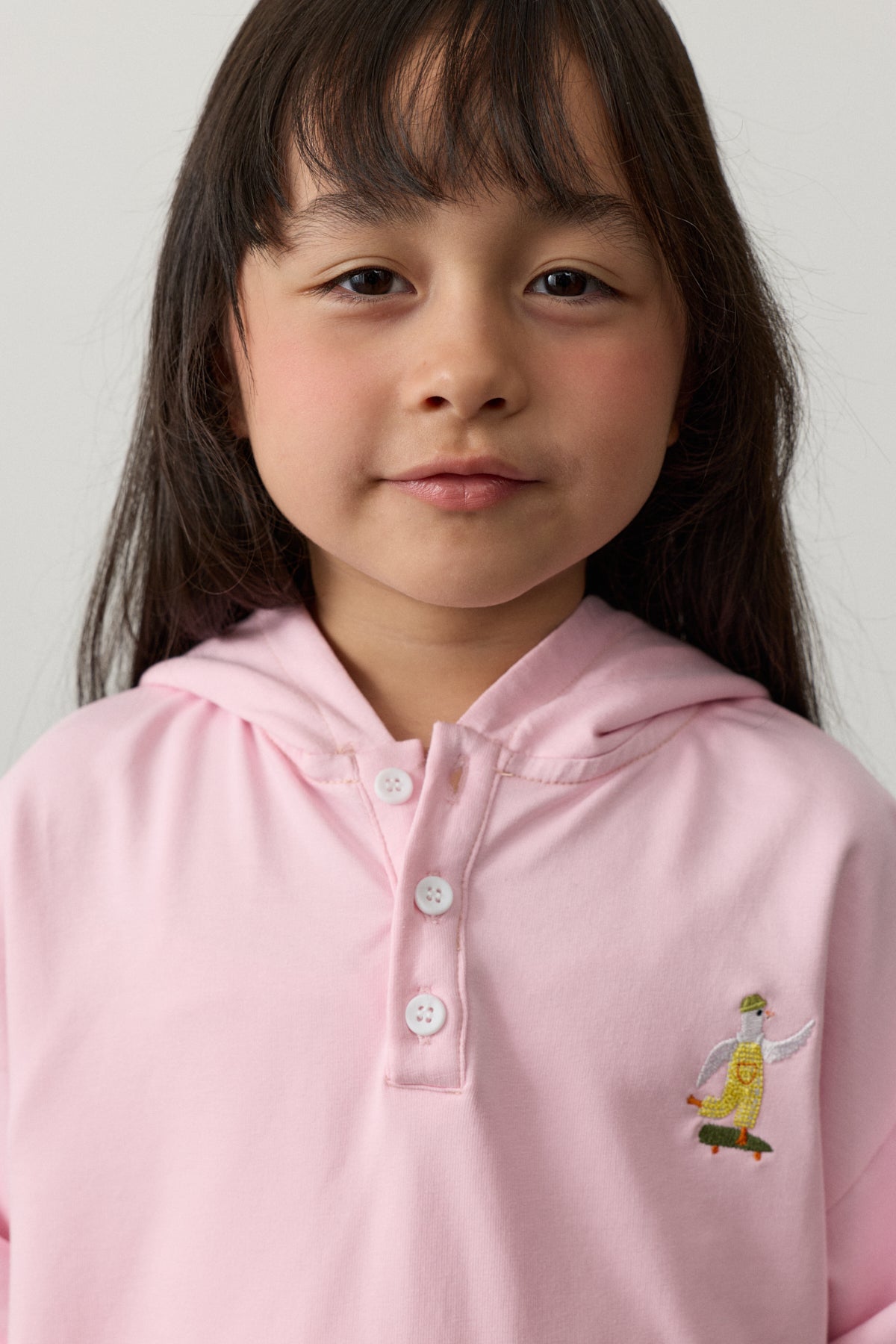 Oversize Kapüşonlu Nakışlı Sweatshirt Pembe