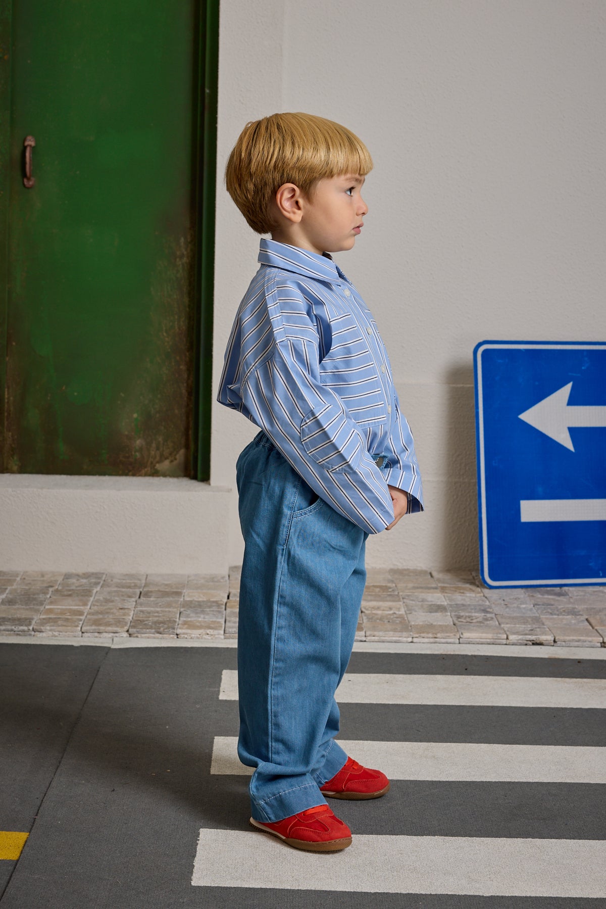 Palazzo Denim Pantolon Açık mavi