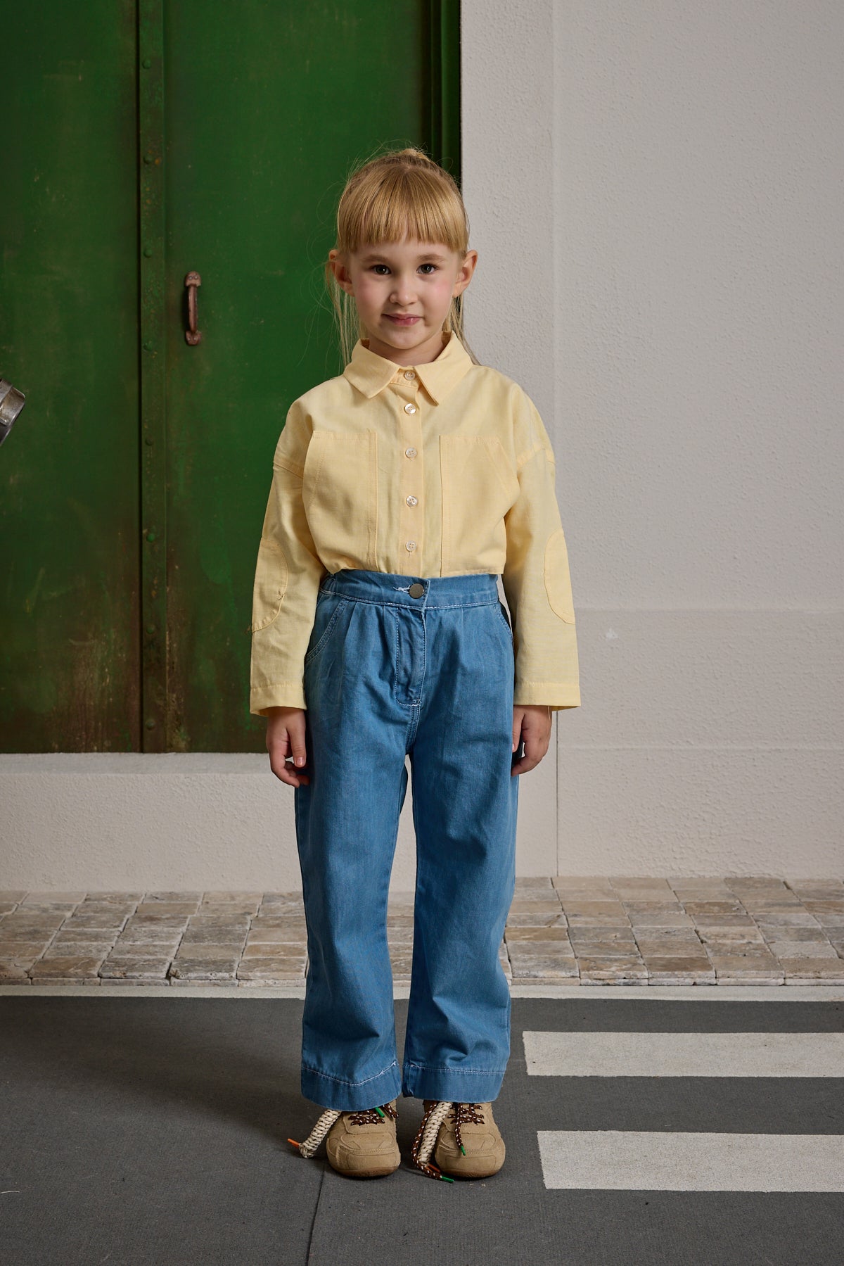 Palazzo Denim Pantolon Açık mavi