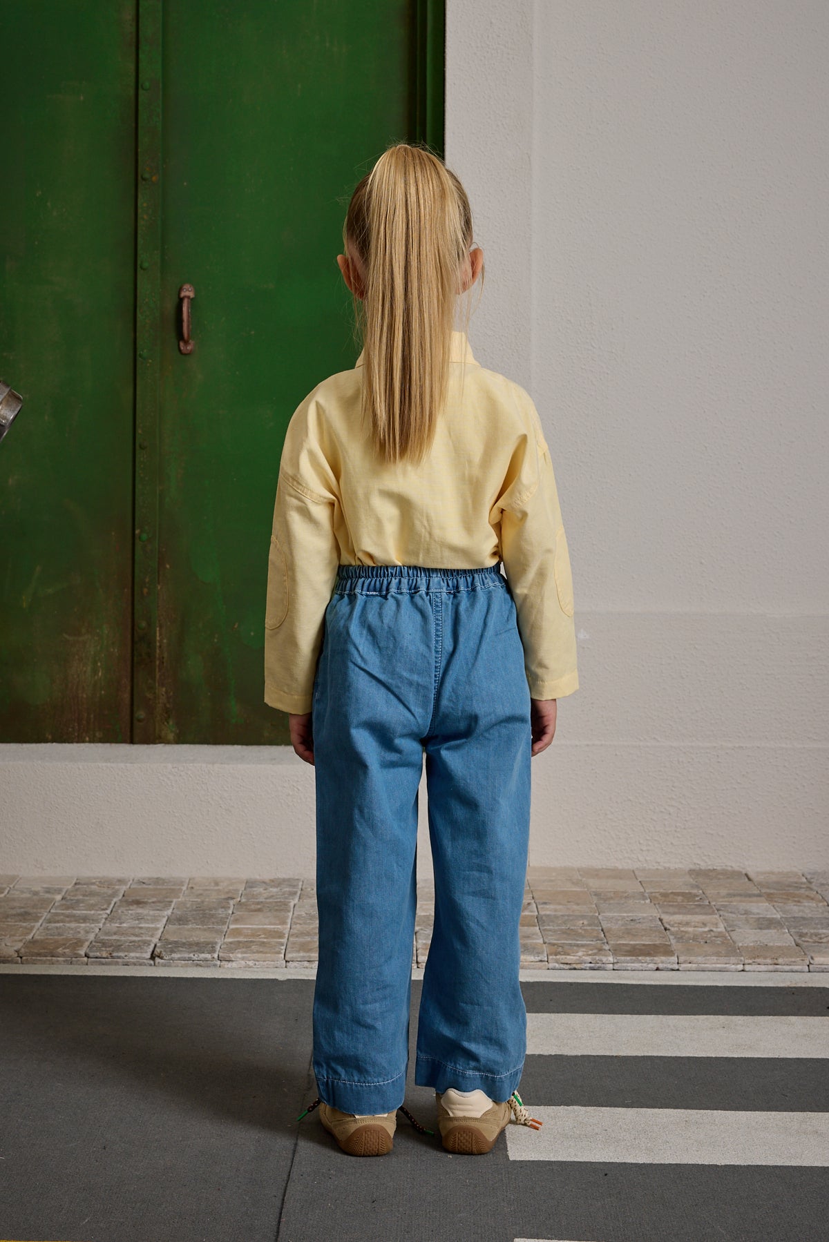 Palazzo Denim Pantolon Açık mavi