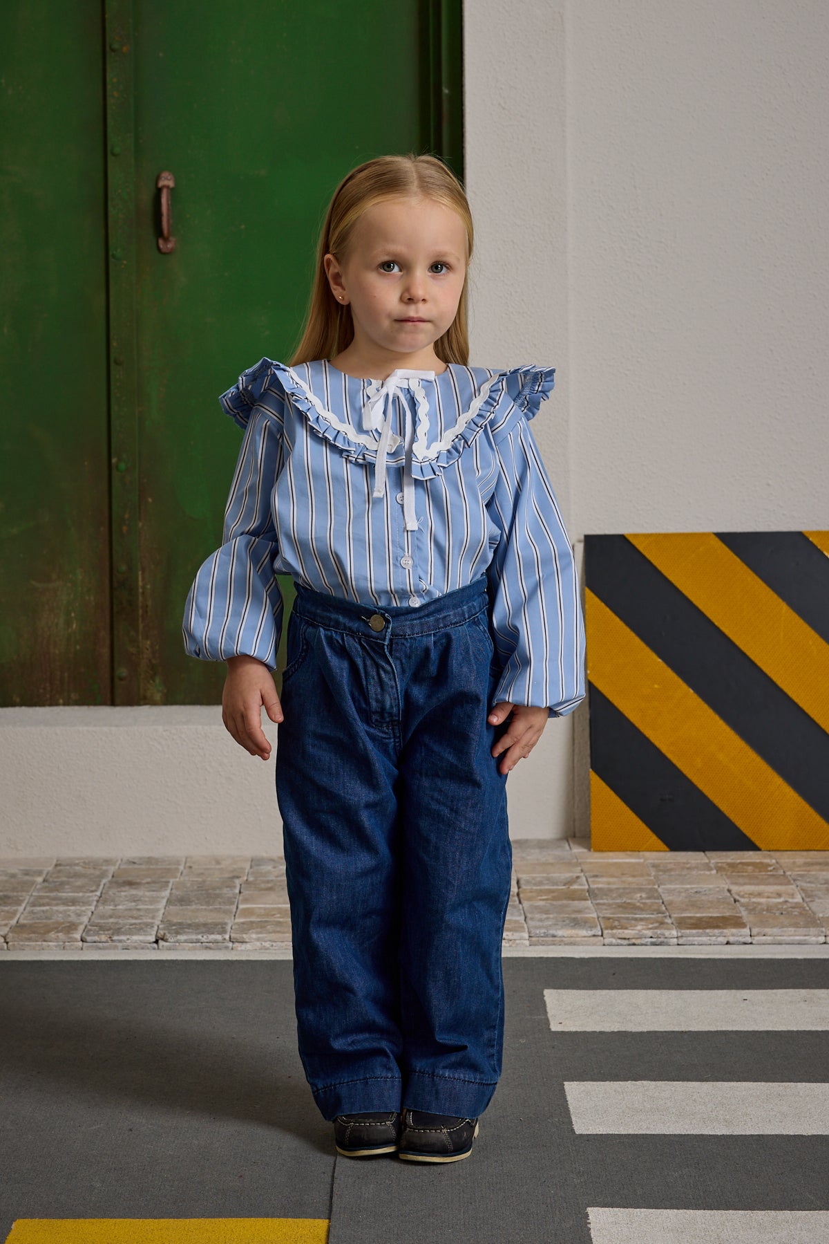 Palazzo Denim Pantolon Koyu Mavi