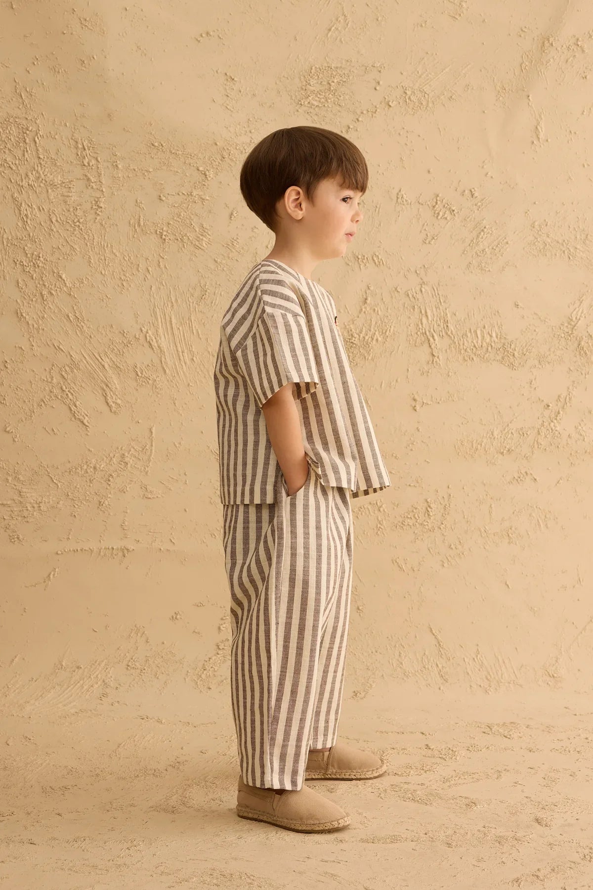 Cotton Striped Top Beige
