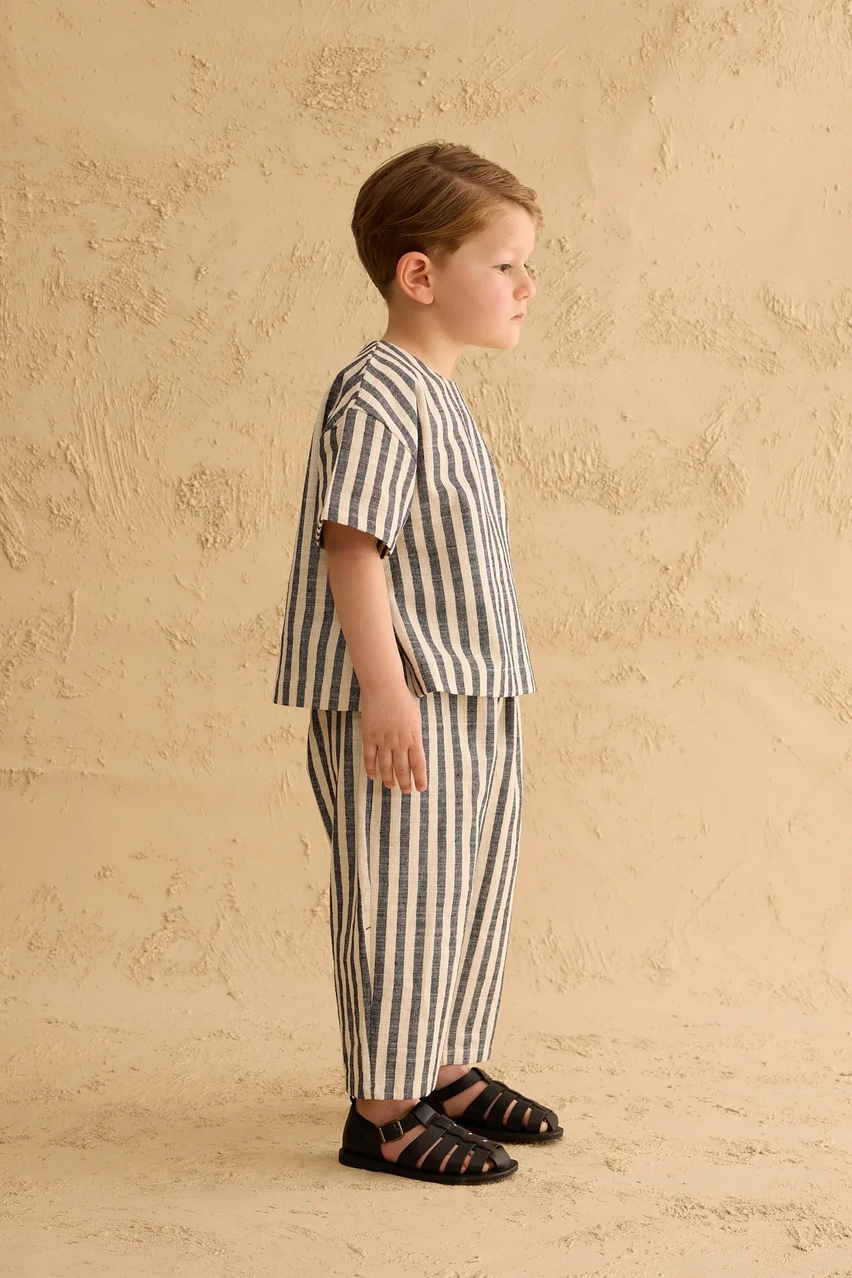 Cotton Striped Top Navy Blue