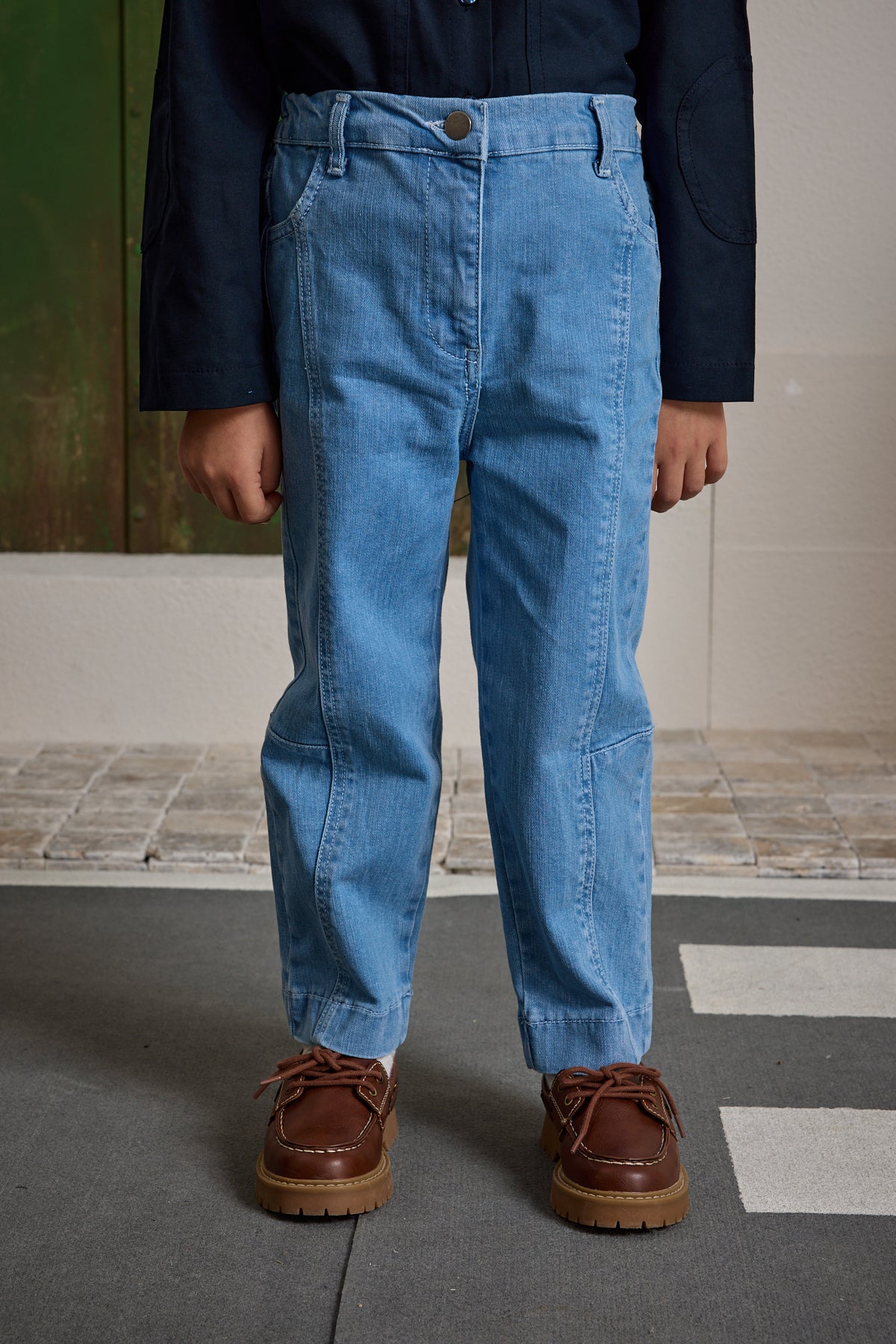 Parçalı Denim Pantolon Açık mavi