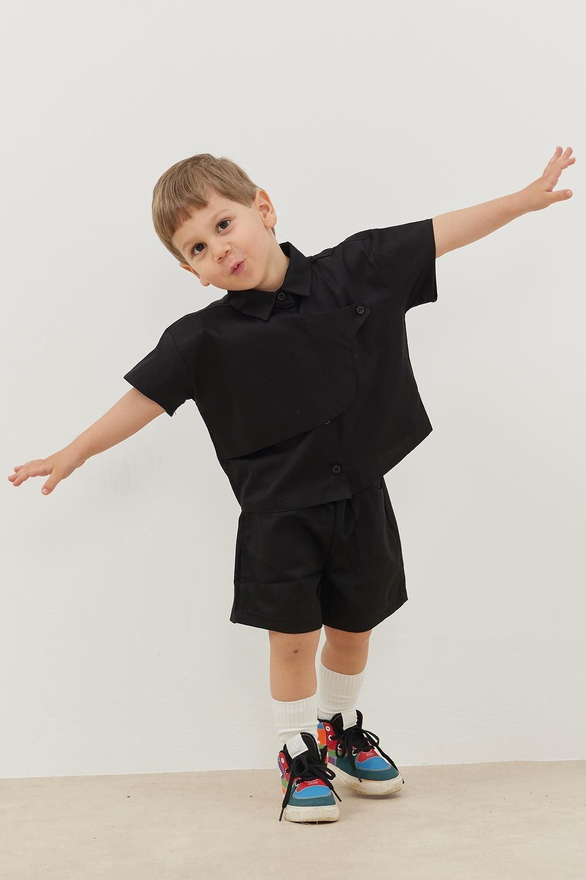 Parçalı Gömlek Siyah