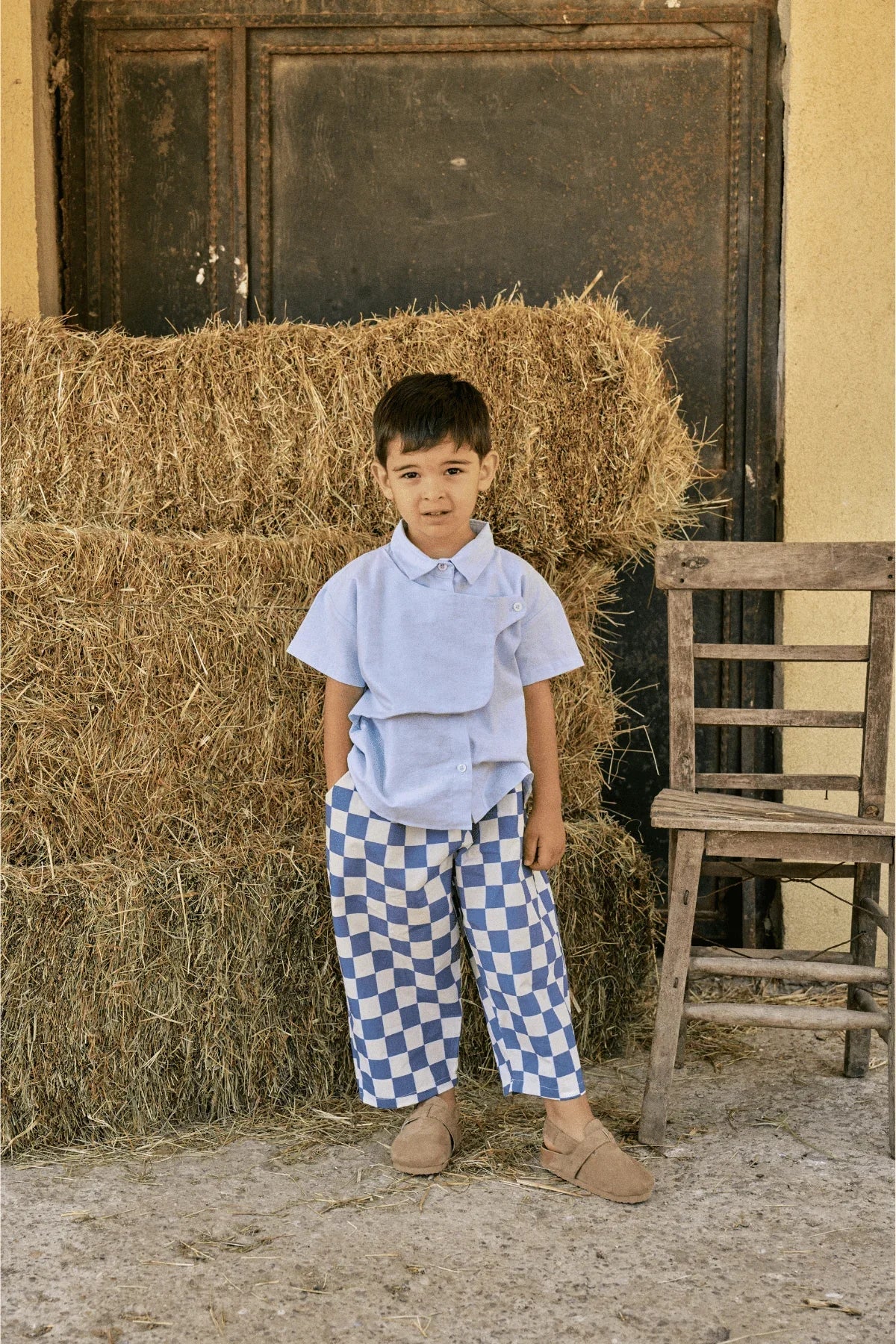 Patchwork Oxford Shirt Blue