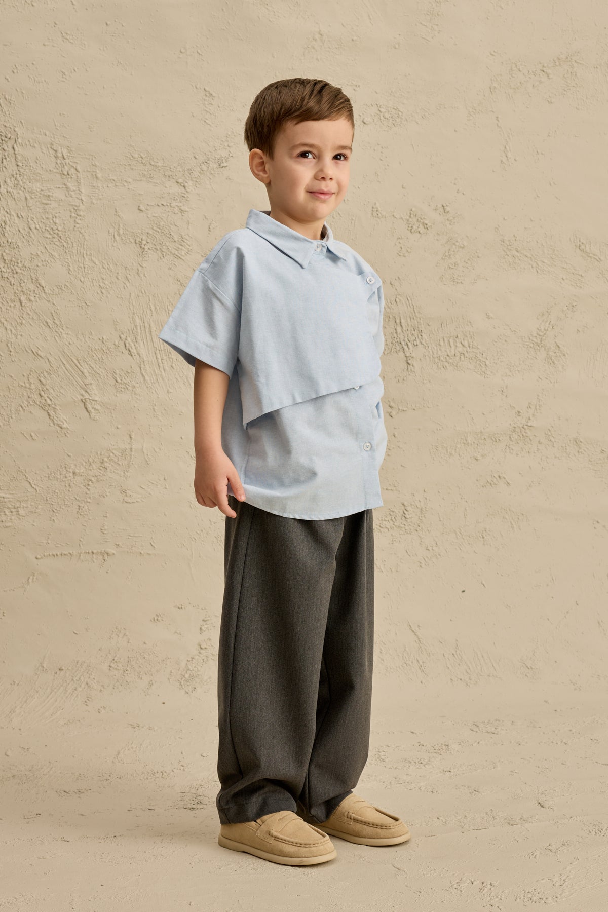 Parçalı Oxford Gömlek Mavi