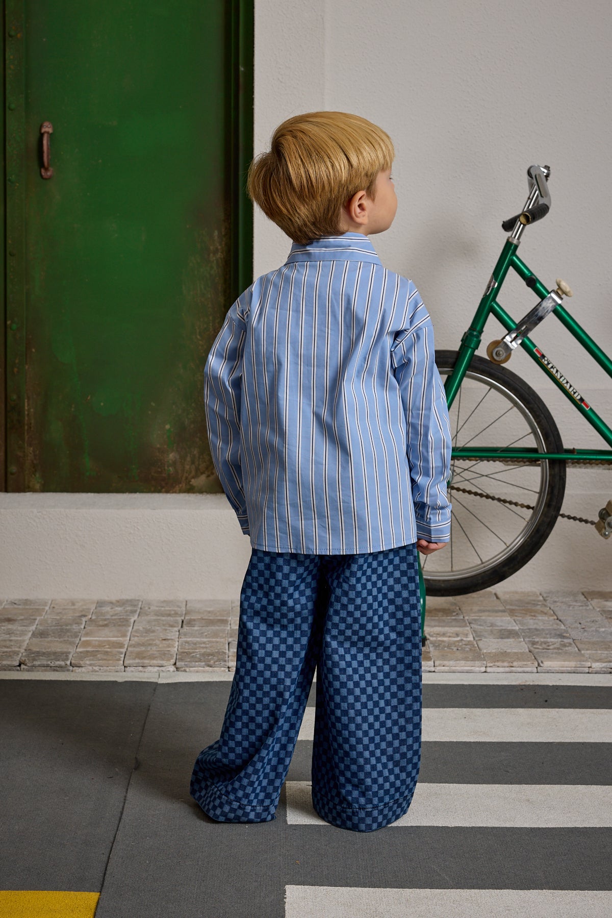 Pat Detaylı Çizgili Gömlek Mavi