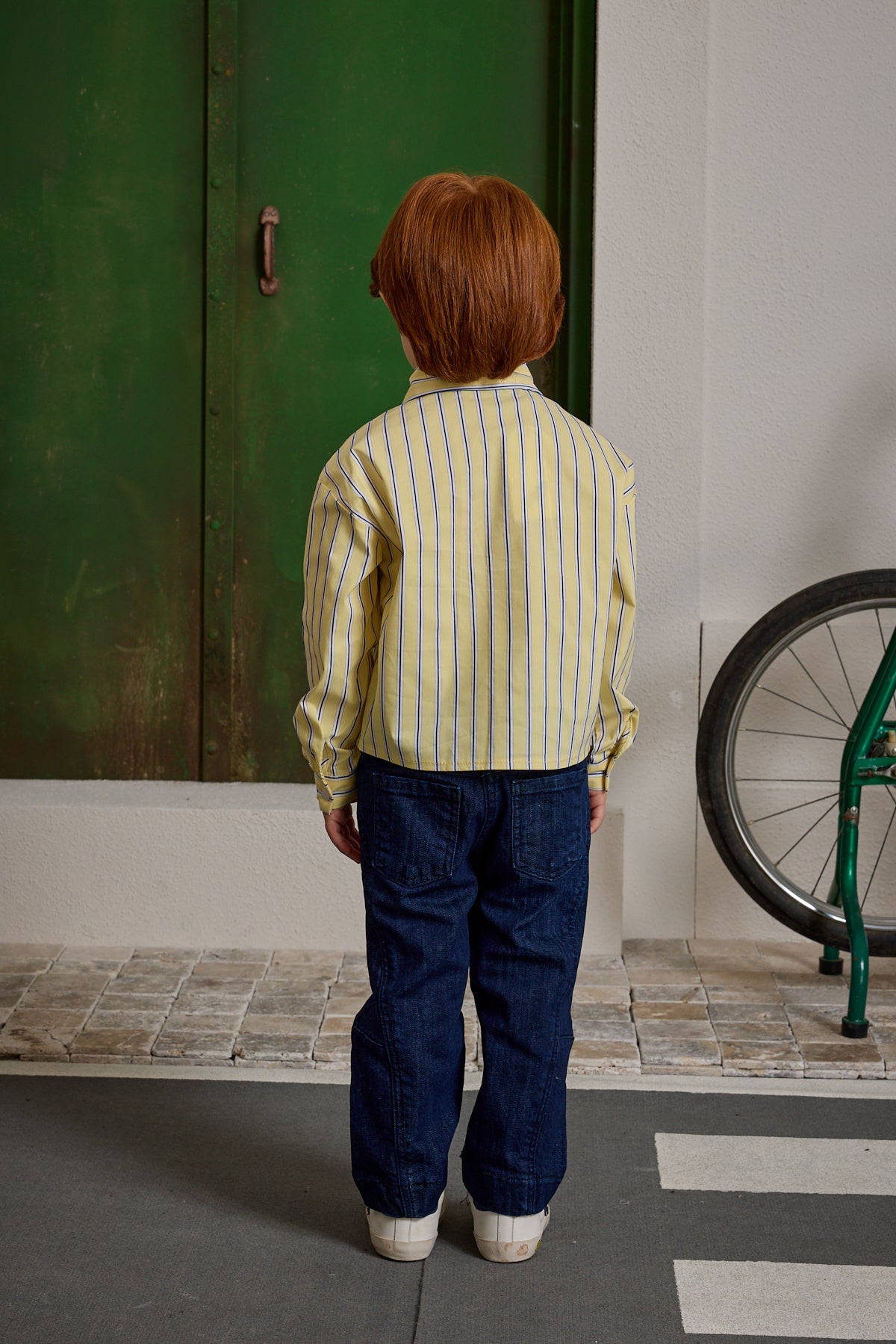 Pat Detaylı Çizgili Gömlek Sarı