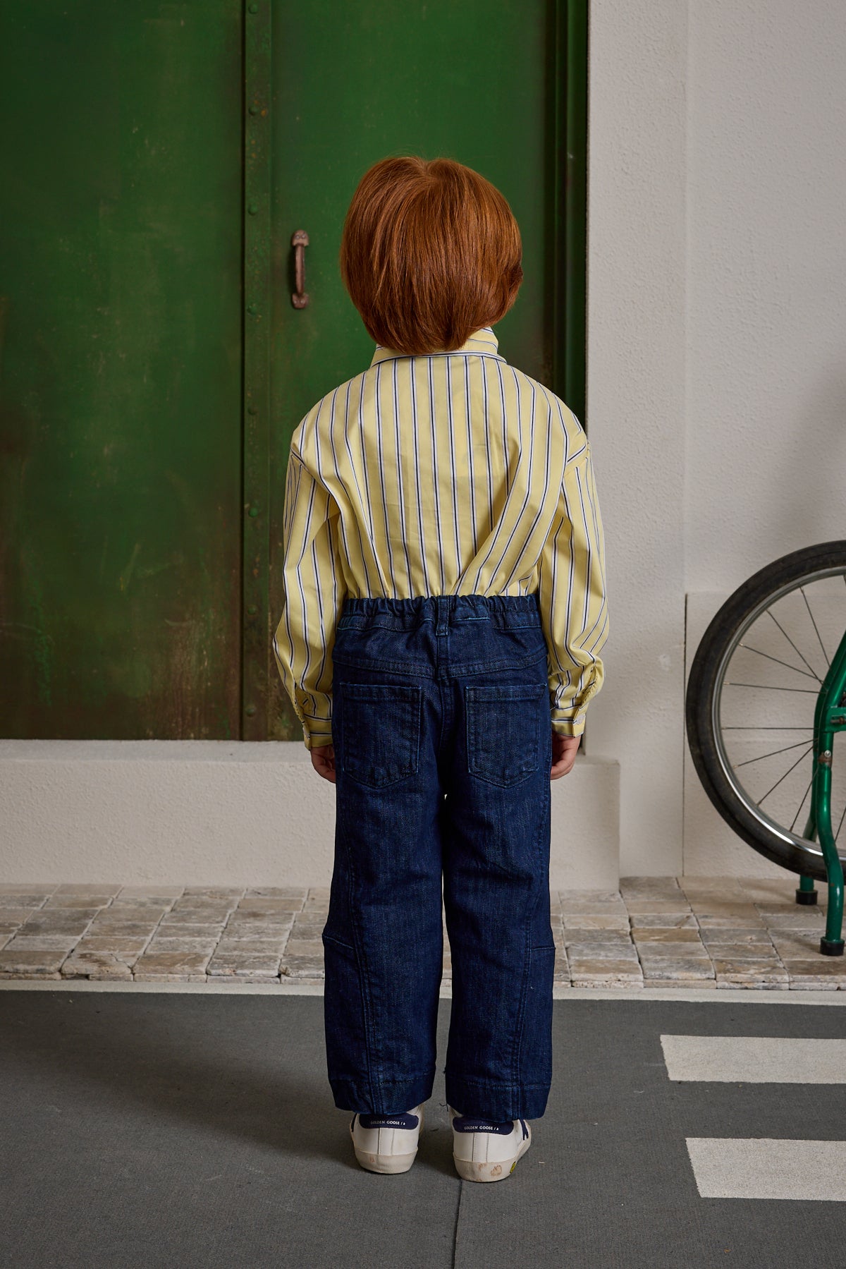 Pat Detaylı Çizgili Gömlek Sarı