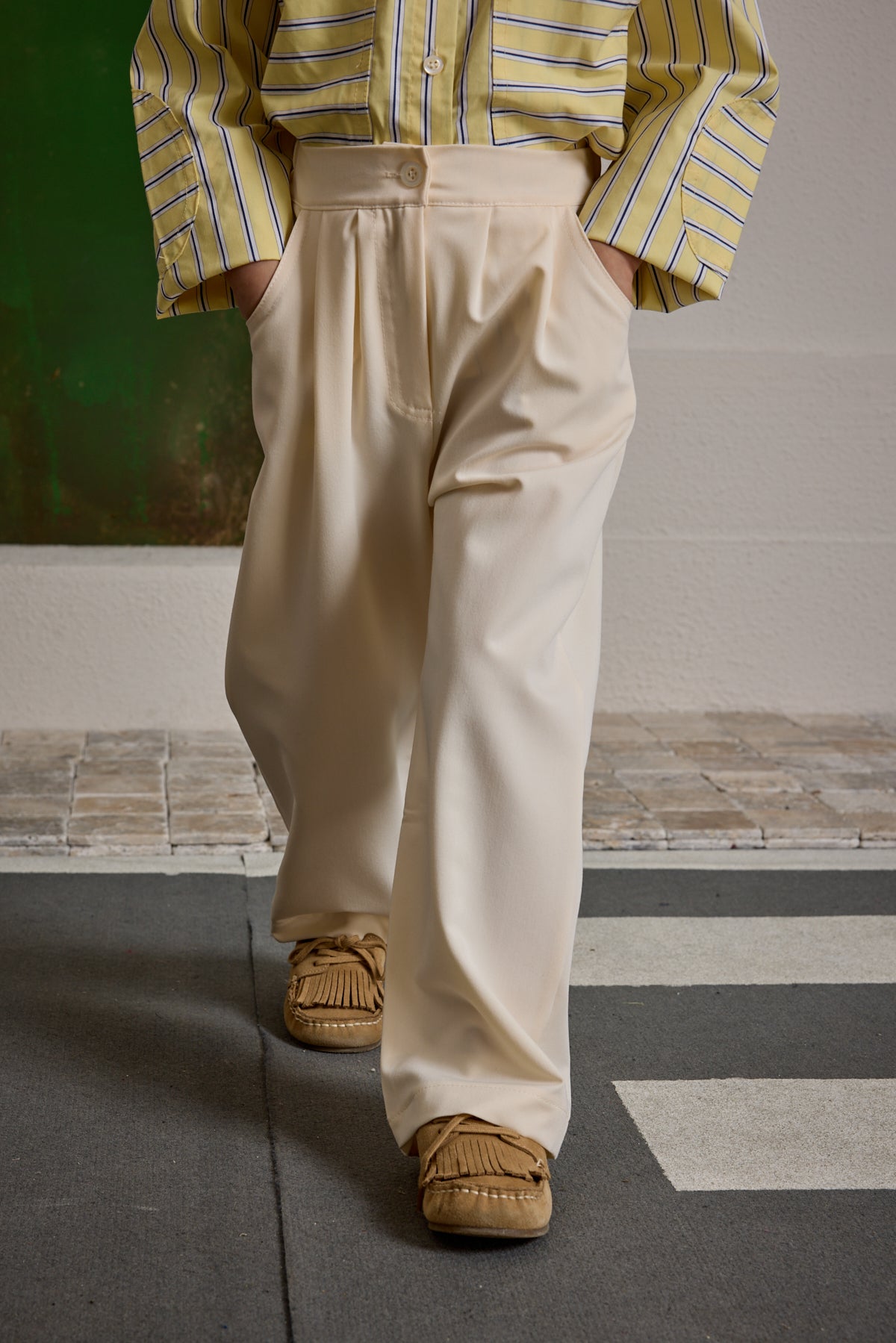 Pile Detaylı Pantolon Bej