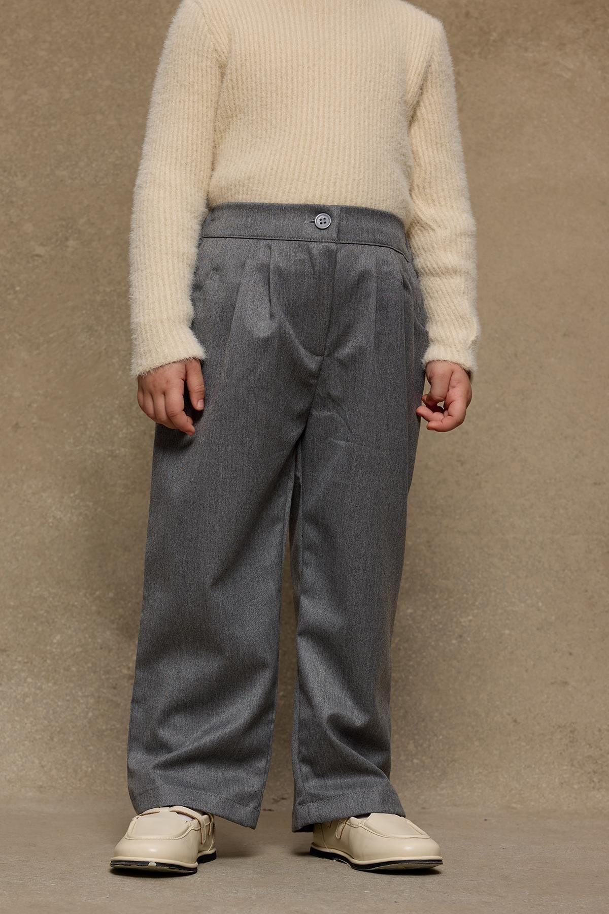 Pleated Detailed Trousers in Gray