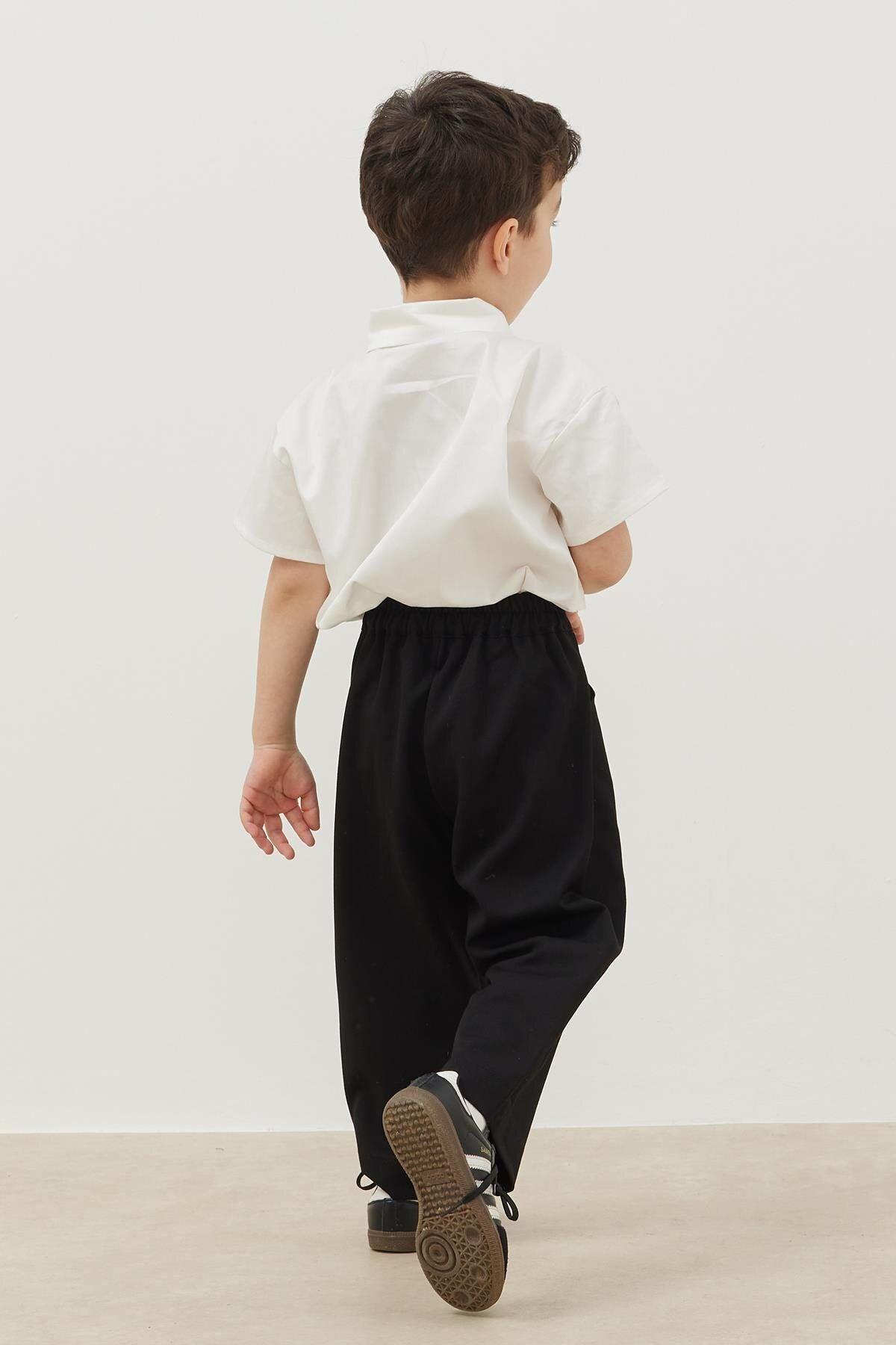 Pile Detaylı Pantolon Siyah