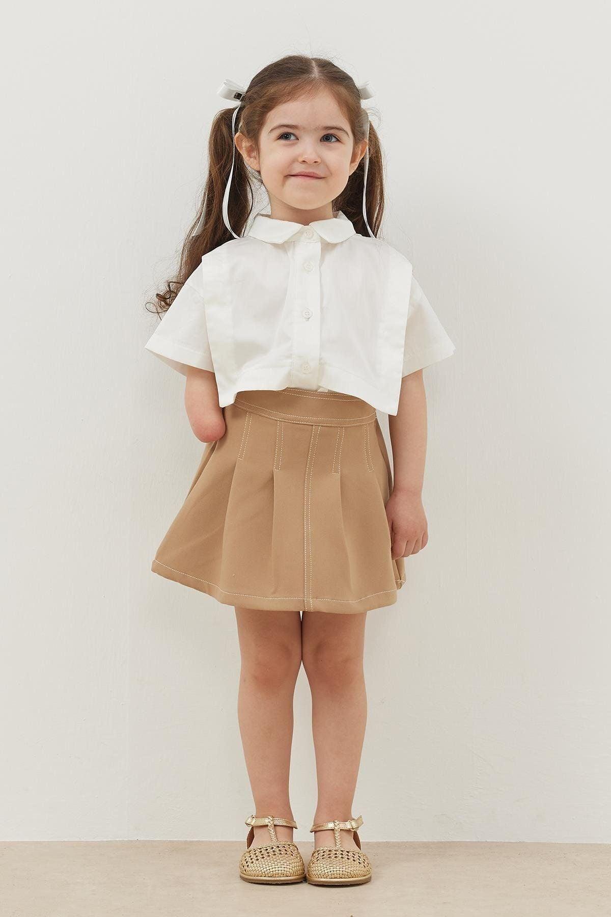 Pleated Skirt Beige