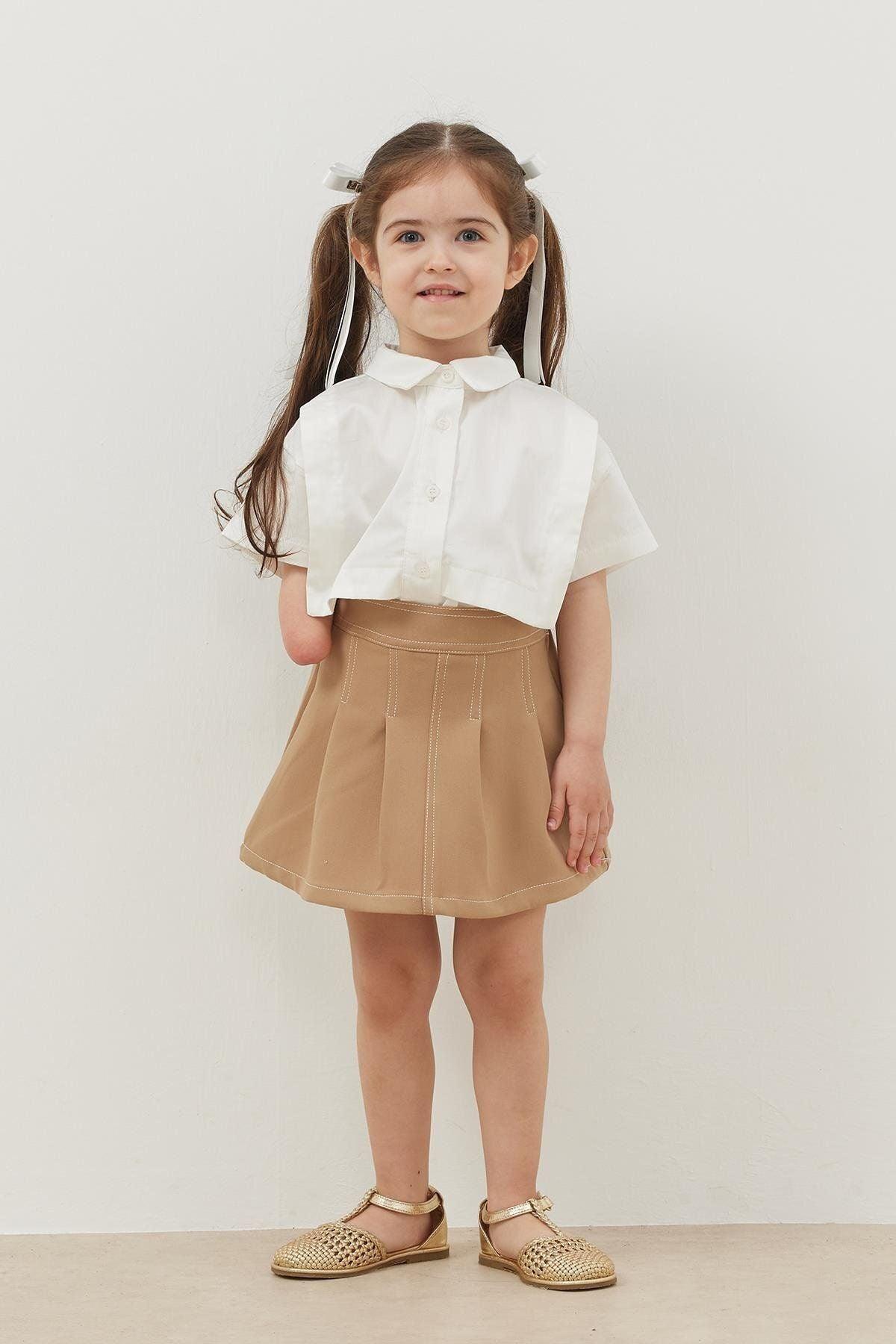 Pleated Skirt Beige