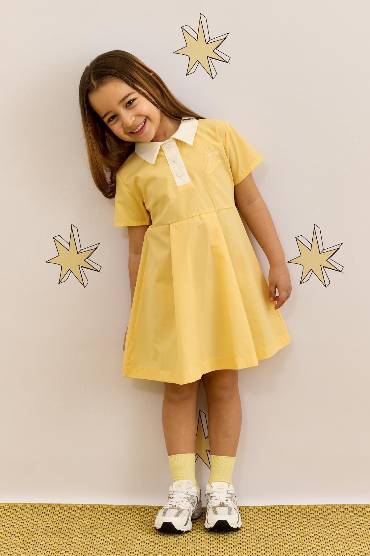 Polo Yaka Elbise Sarı