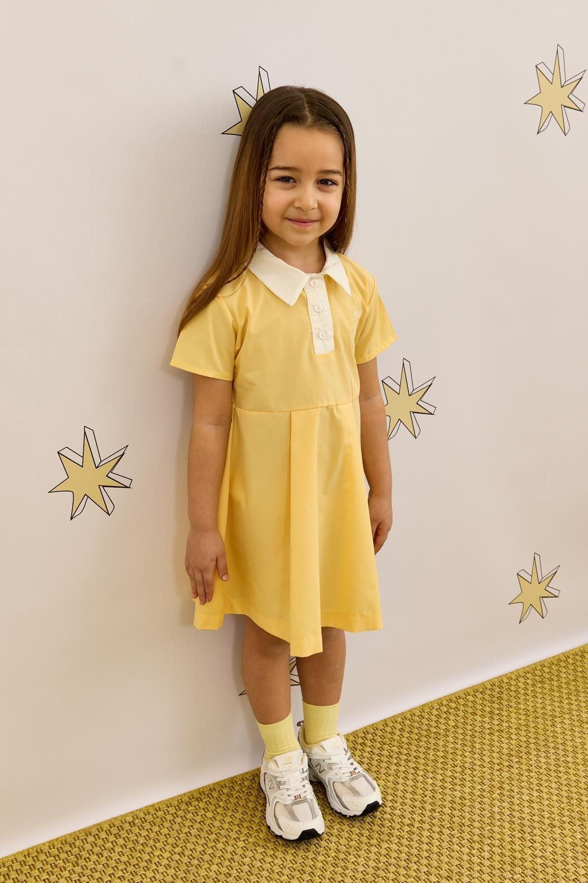 Polo Yaka Elbise Sarı