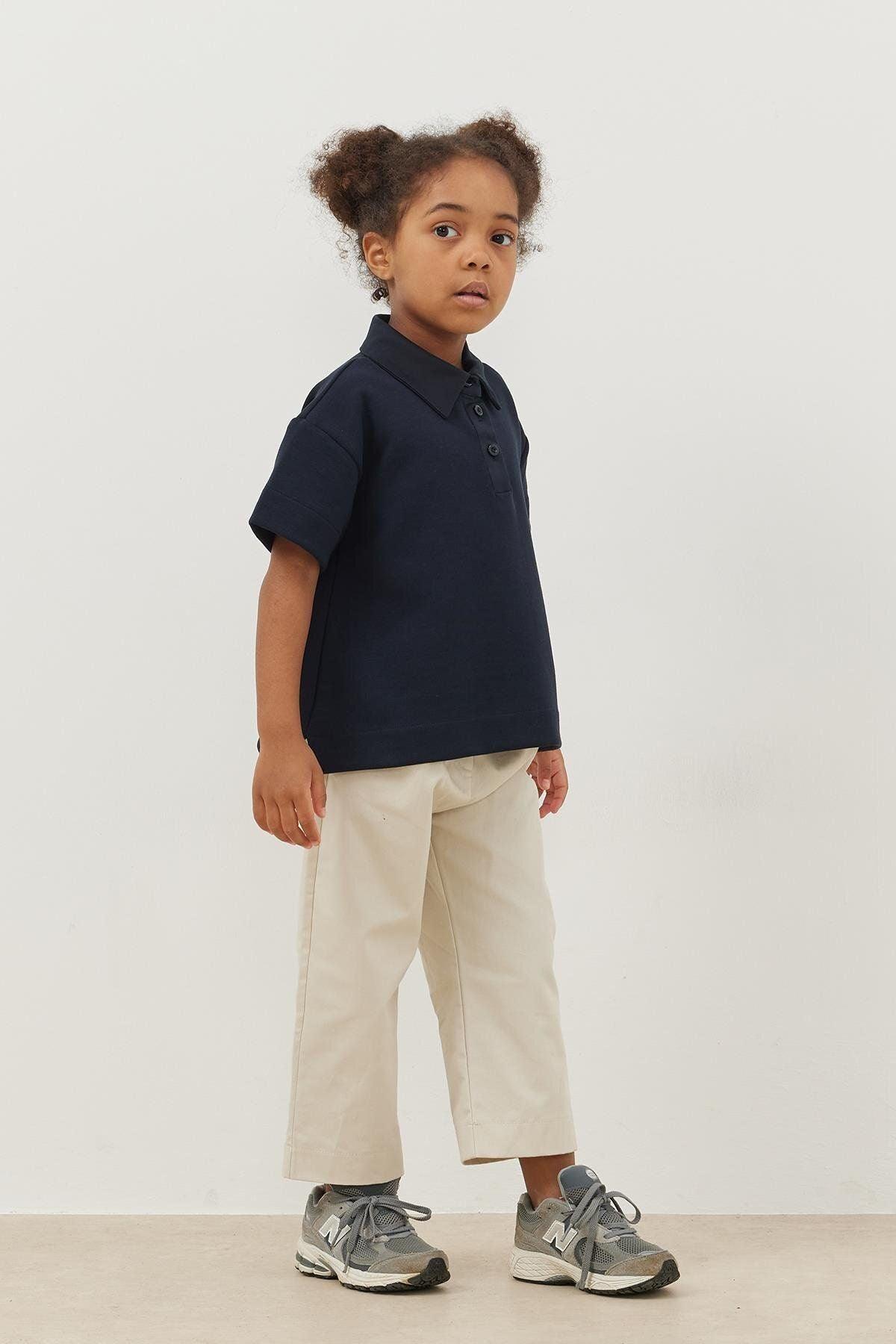 Premium Polo Collar Oversize T-Shirt Navy Blue