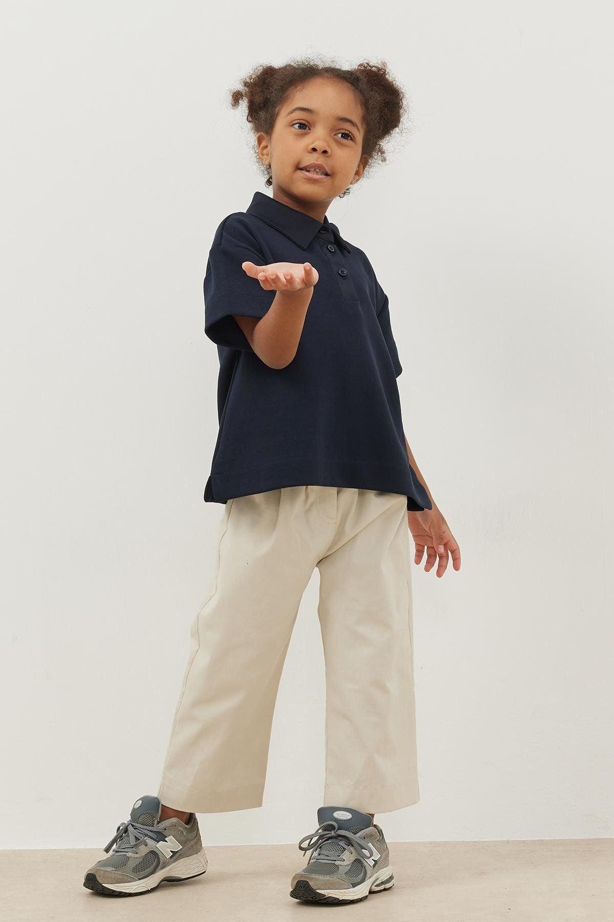 Premium Polo Collar Oversize T-Shirt Navy Blue