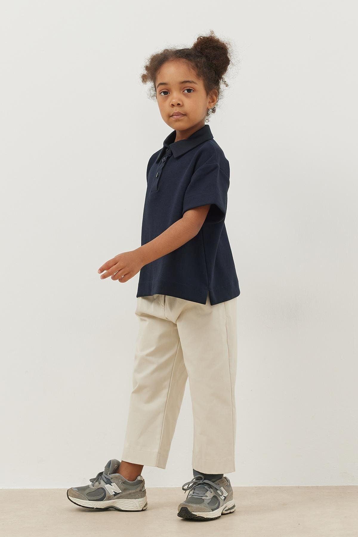 Premium Polo Yaka Oversize Tişört Lacivert